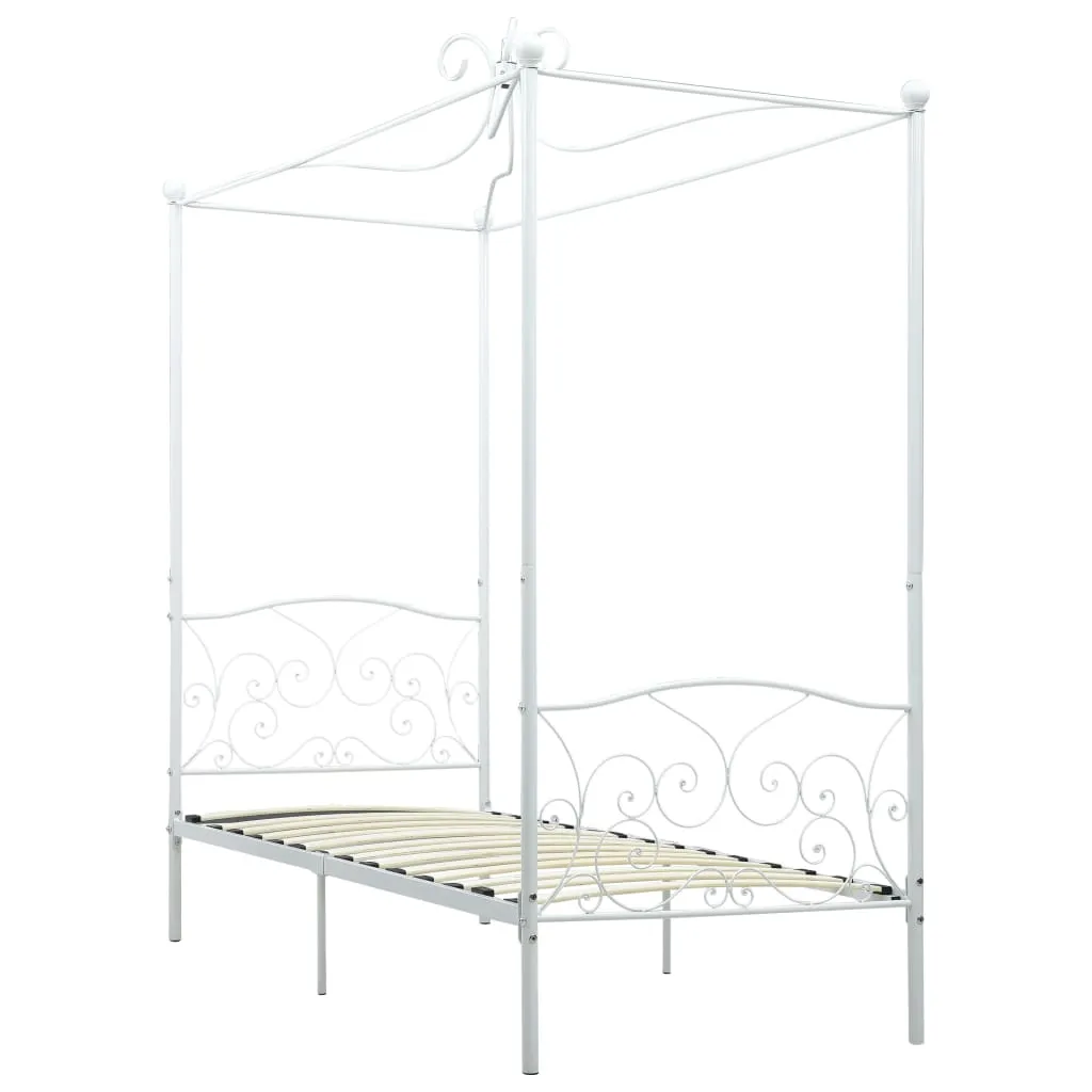 Weißes Himmelbett-Gestell Metall 211x109x227 cm