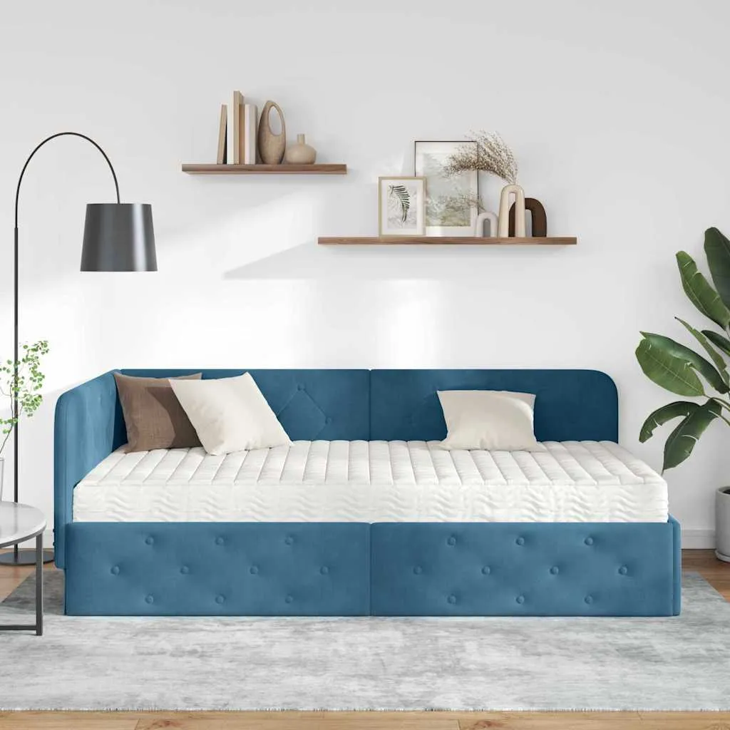 Eckbett mit Matratze 194 x 94 x 72 cm Blau