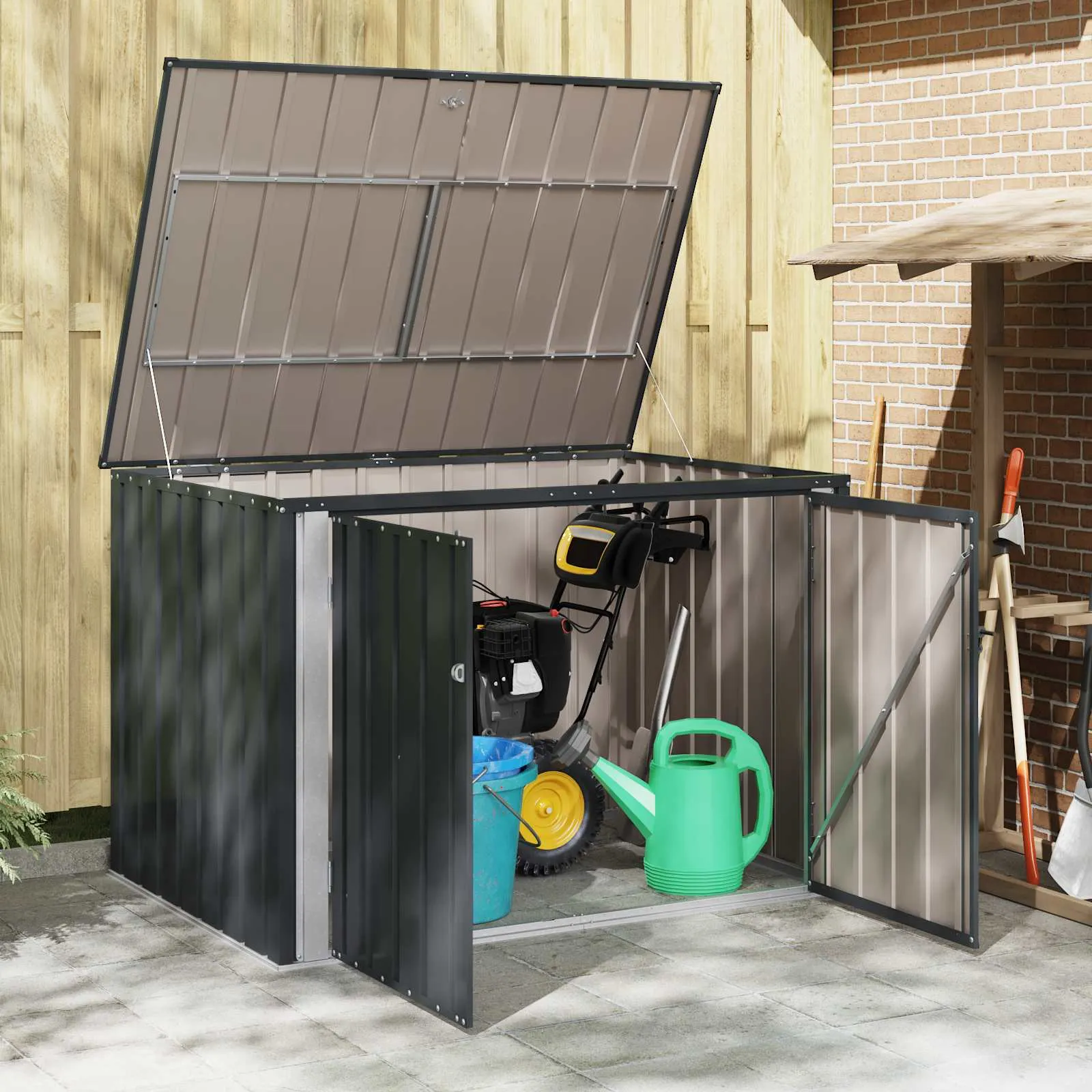 Abschließbare Gartenbox 151,5x107x100 cm Schwarz Stahl