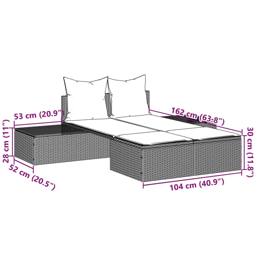 Bequeme Doppelliege 104 x 162 cm in Braun