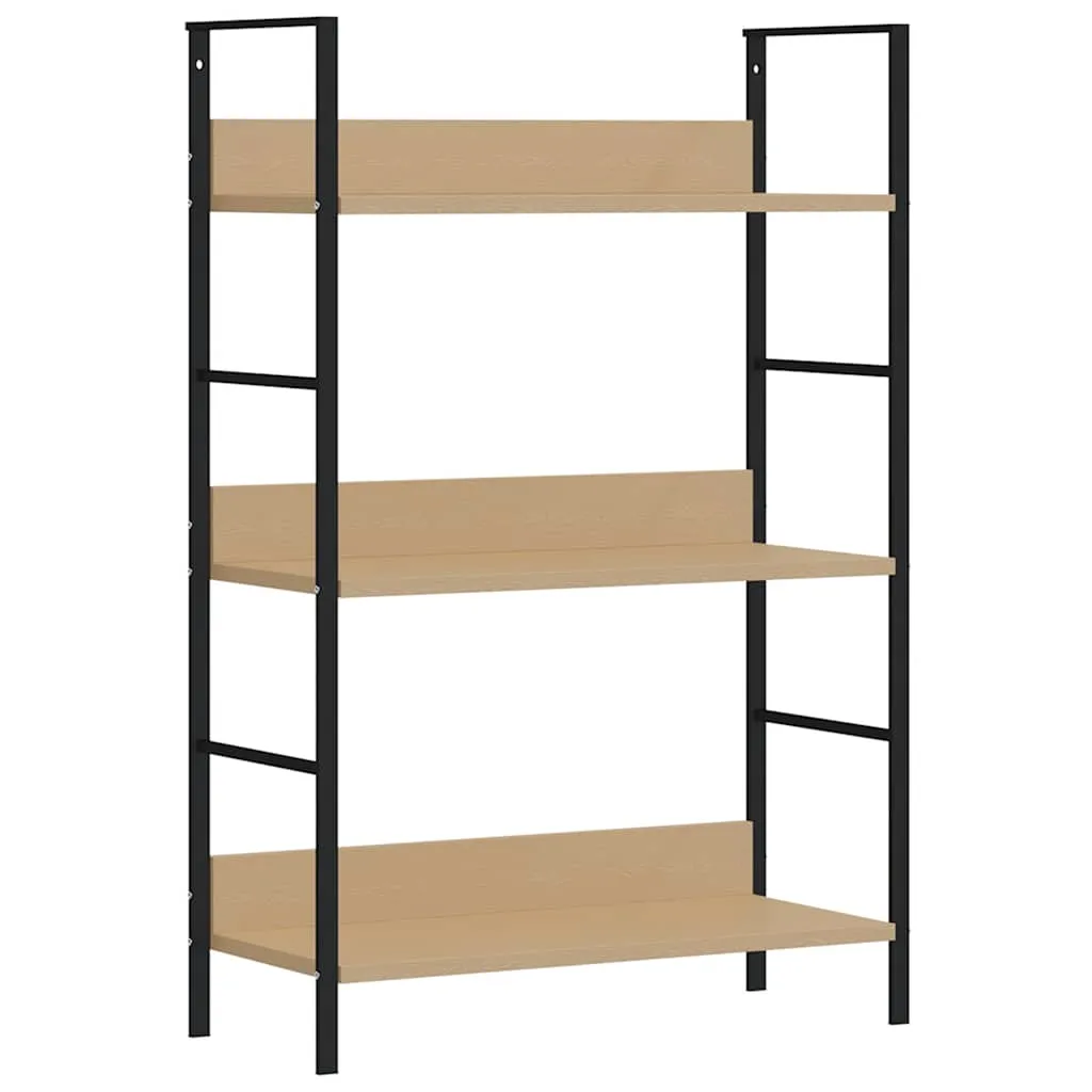 Standregal 60x27,6x90,5 cm in Eichen-Optik und Schwarz mit 3 Ablagen