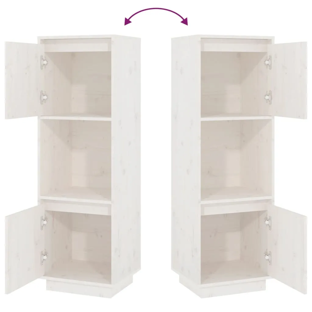 Highboard Weiß 38x35x117 cm Massivholz Kiefer