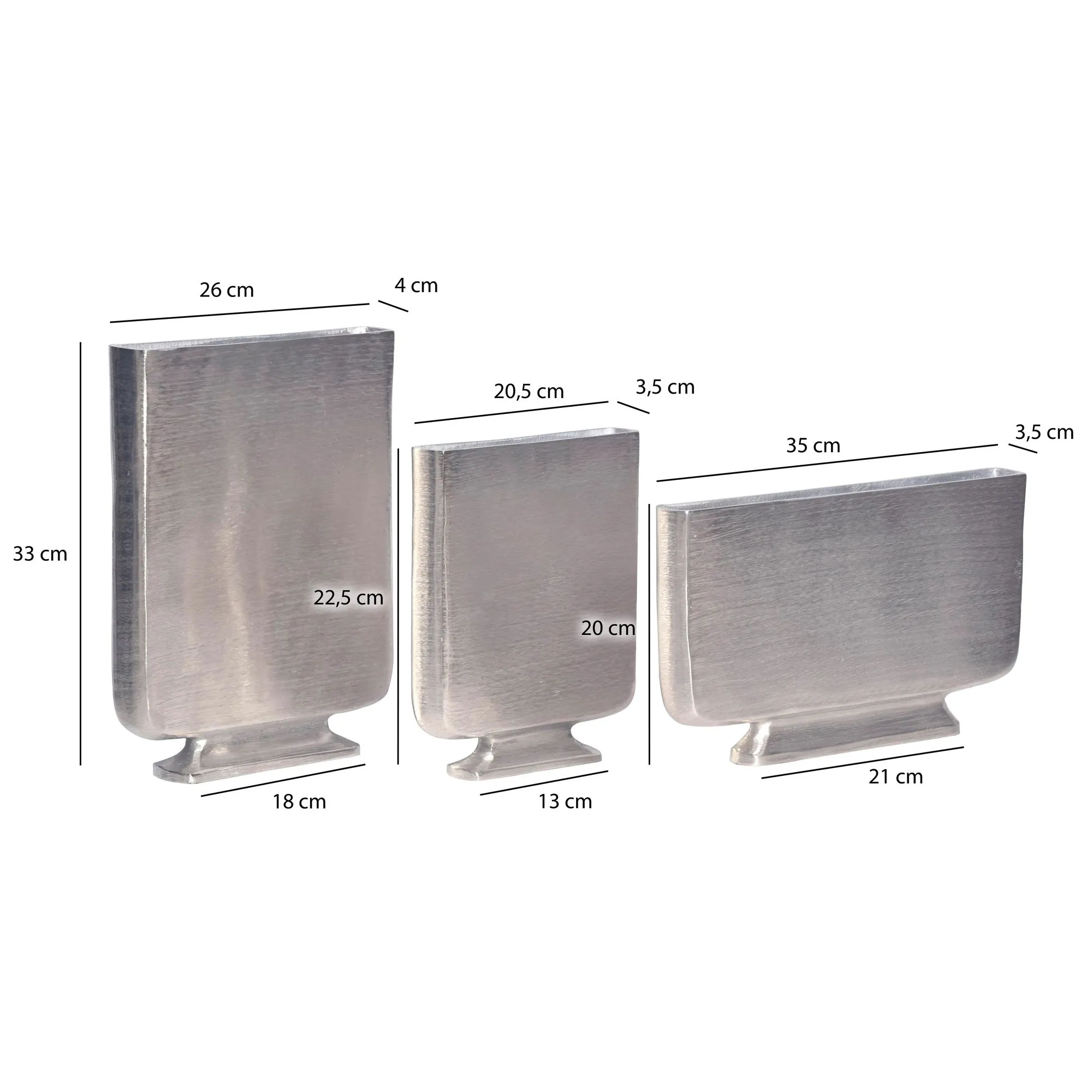 Deko Vase 3er Set Aluminium Silber Blumenvase Modern