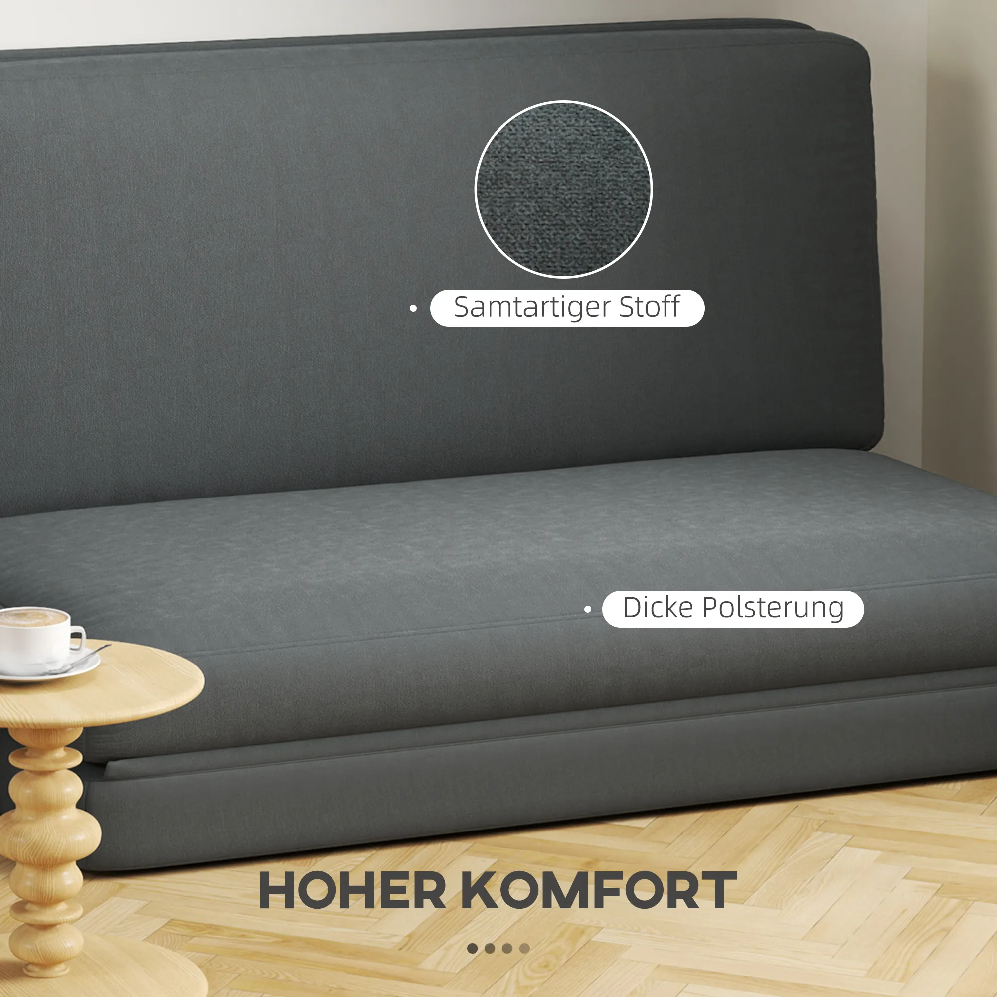 Bodensofa Dunkelgrau 138B x 90T x 70H cm