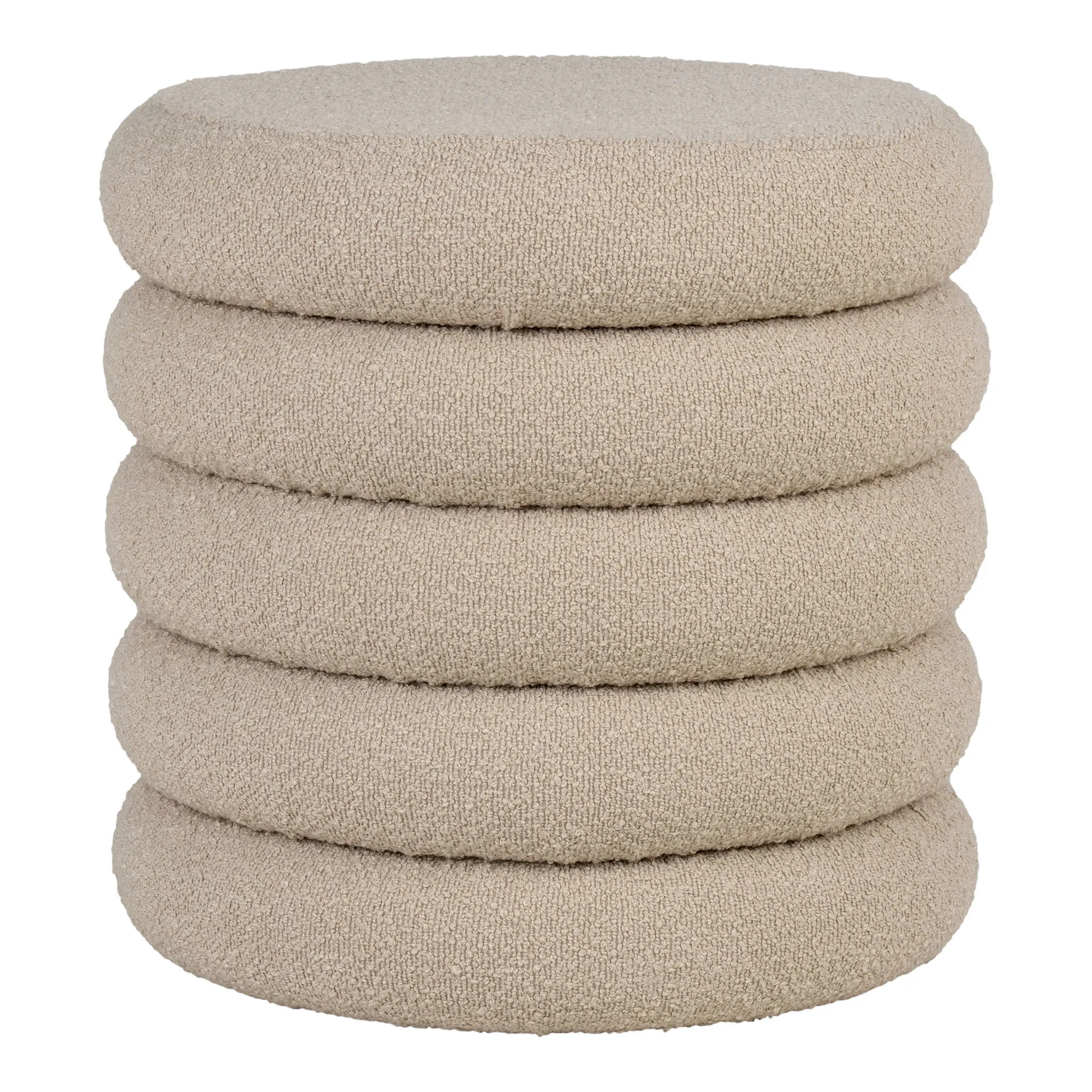 tinkaro Pouf Brooklyn MDF, Kiefernholz, Schaumstoff, Polyester Beige