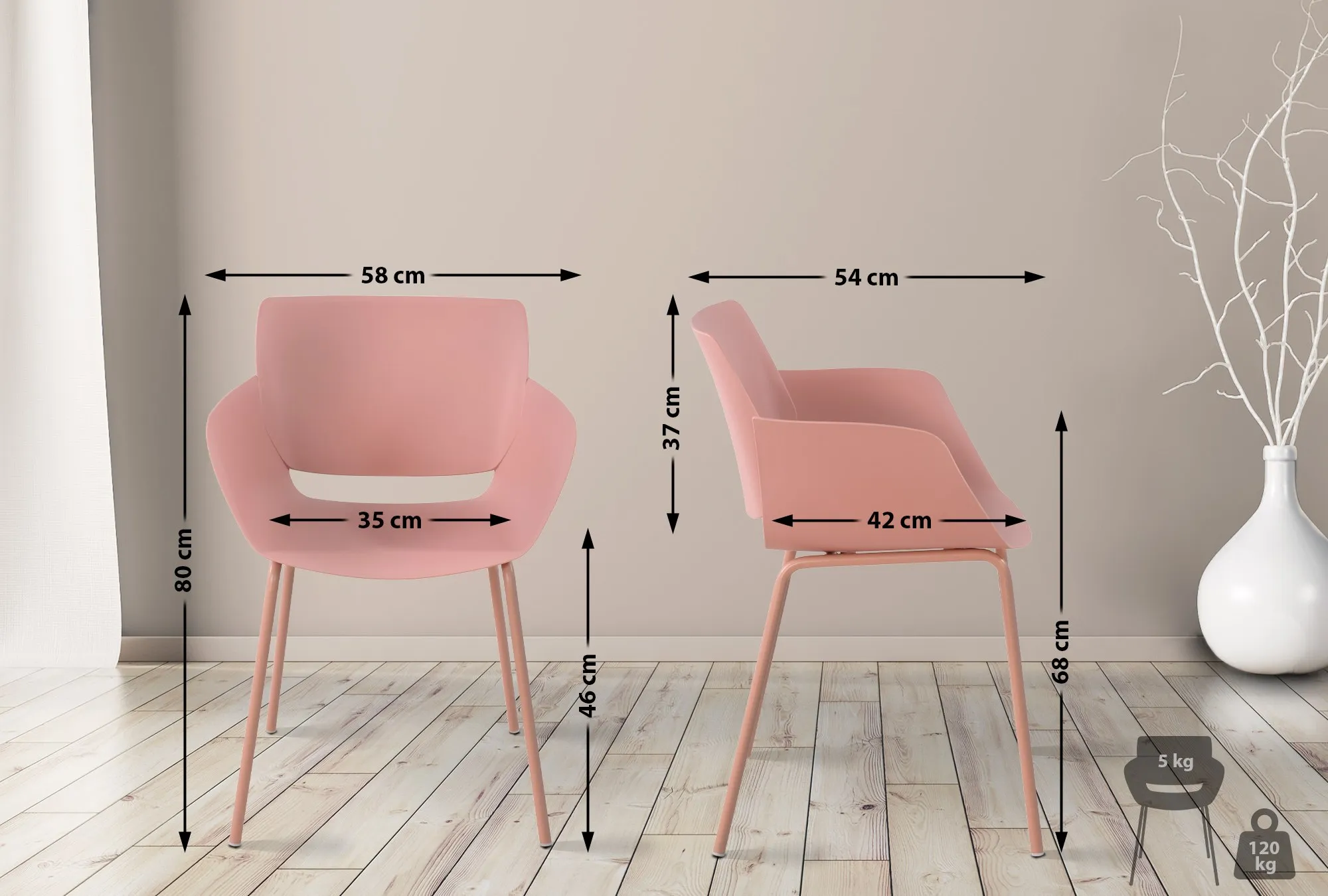 Stuhl Alpena 80x58x54 cm pink