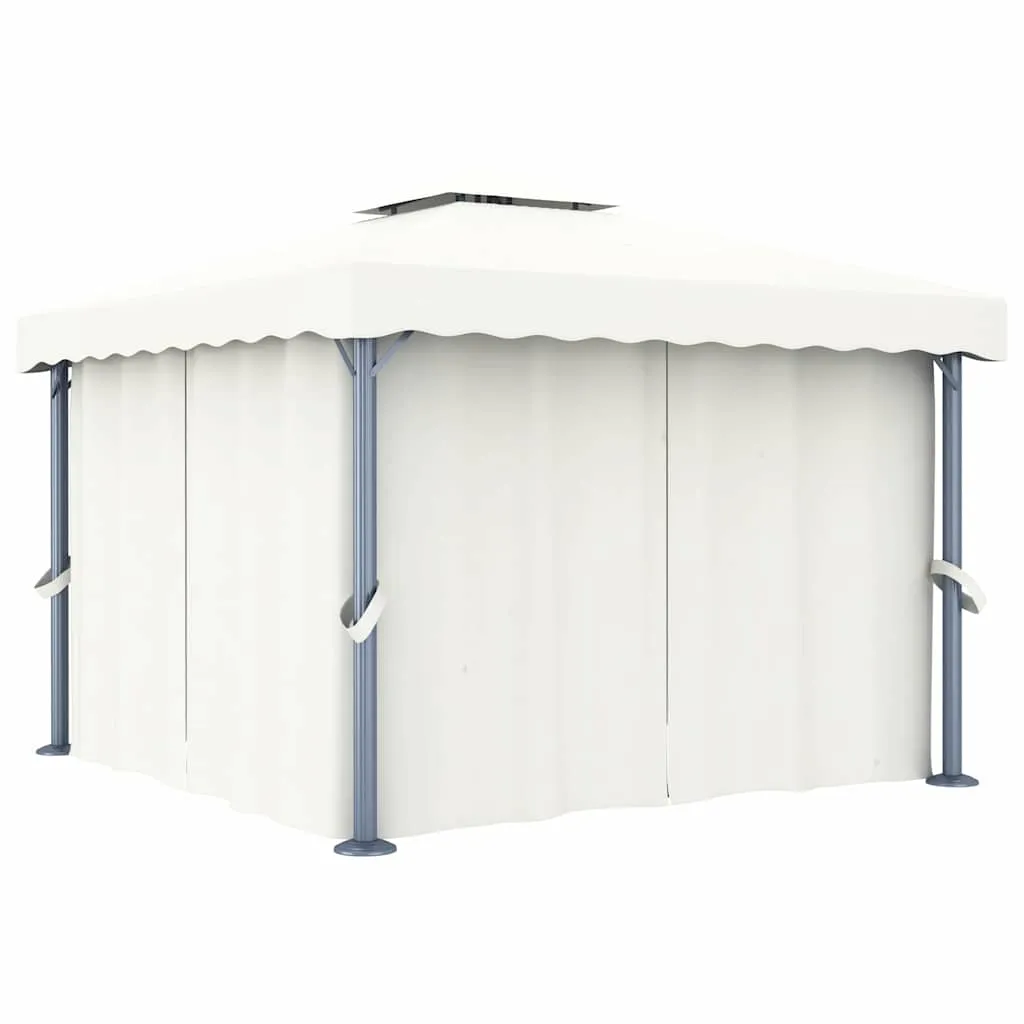 Stilvoller Pavillon 3x3 m Cremeweiß mit Aluminium- und Stahlgestell