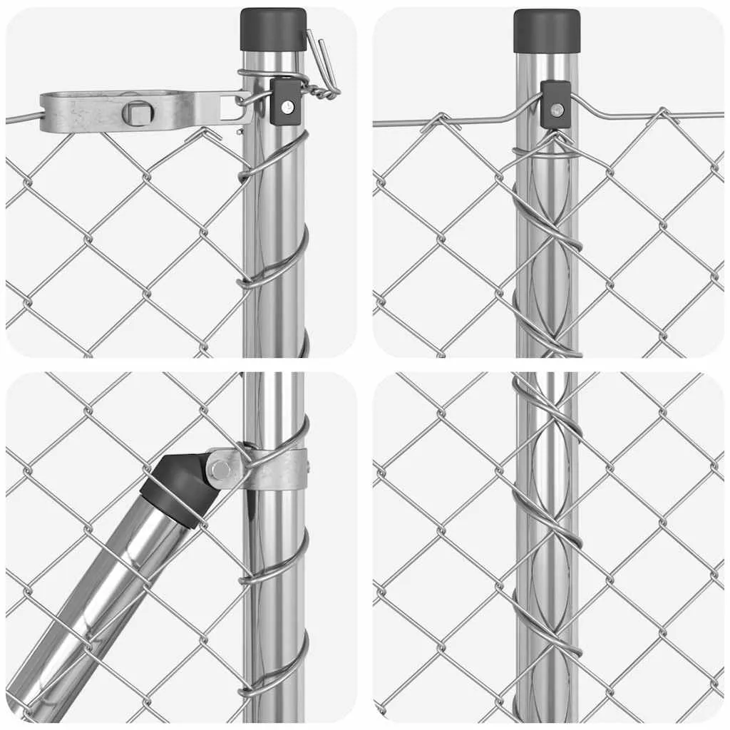 Zaunpfosten Set aus Stahl 2500 x 3,2 x 60 cm Silber