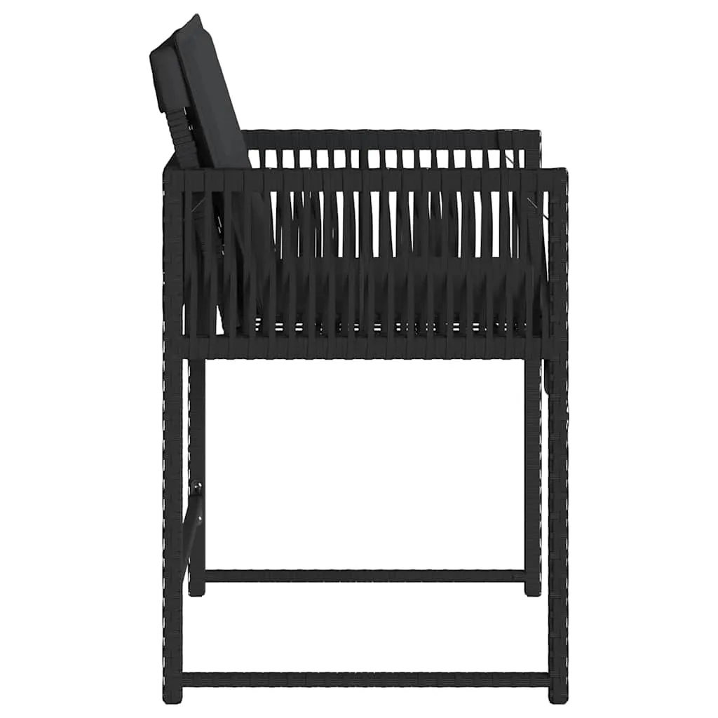 Gartenstuhl aus PE-Rattan mit Stahlrahmen 50,5x54x79 cm Schwarz