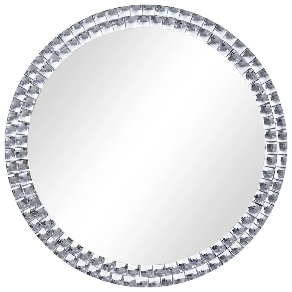 Runder Wandspiegel 60 cm Silber mit Acrylkristallrand