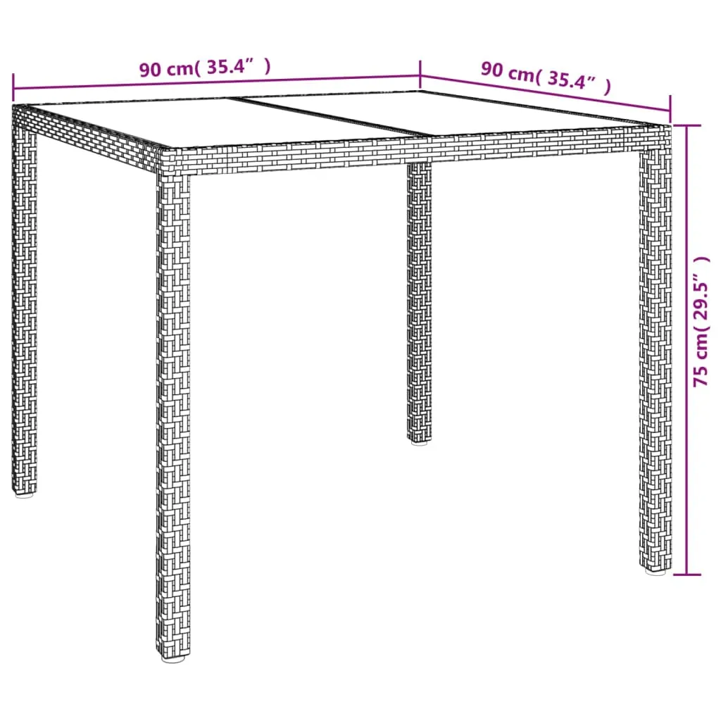 Gartentisch Poly Rattan 90x90x75 cm Beige und Schwarz