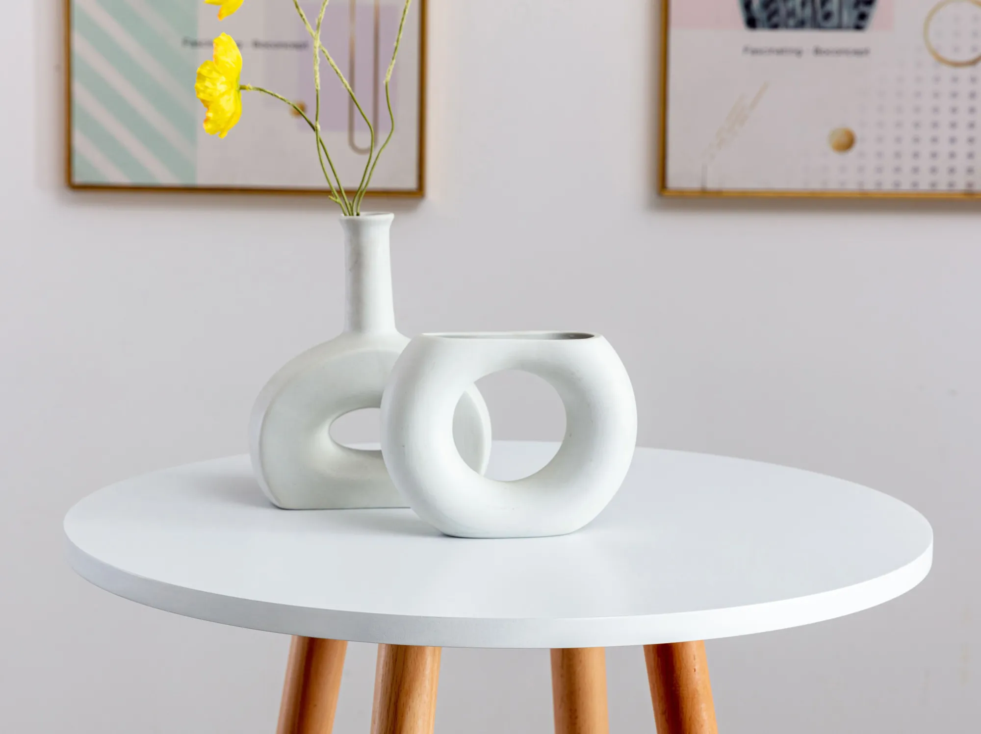 Stehtisch Mijas rund 60x60x107 cm weiß Massivholz