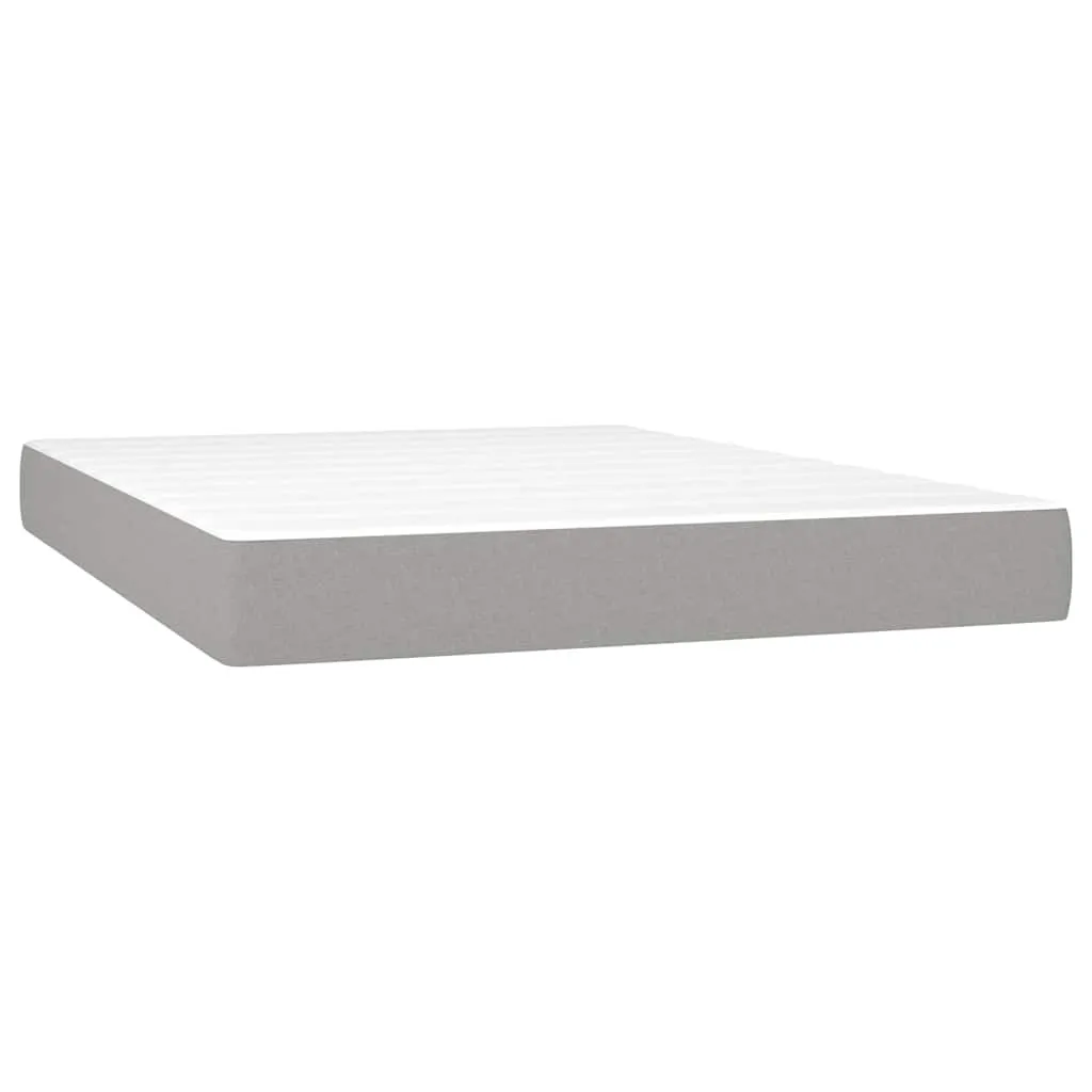 Boxspringbett mit Matratze, LED-Leiste, Hellgrau, 140x200 cm