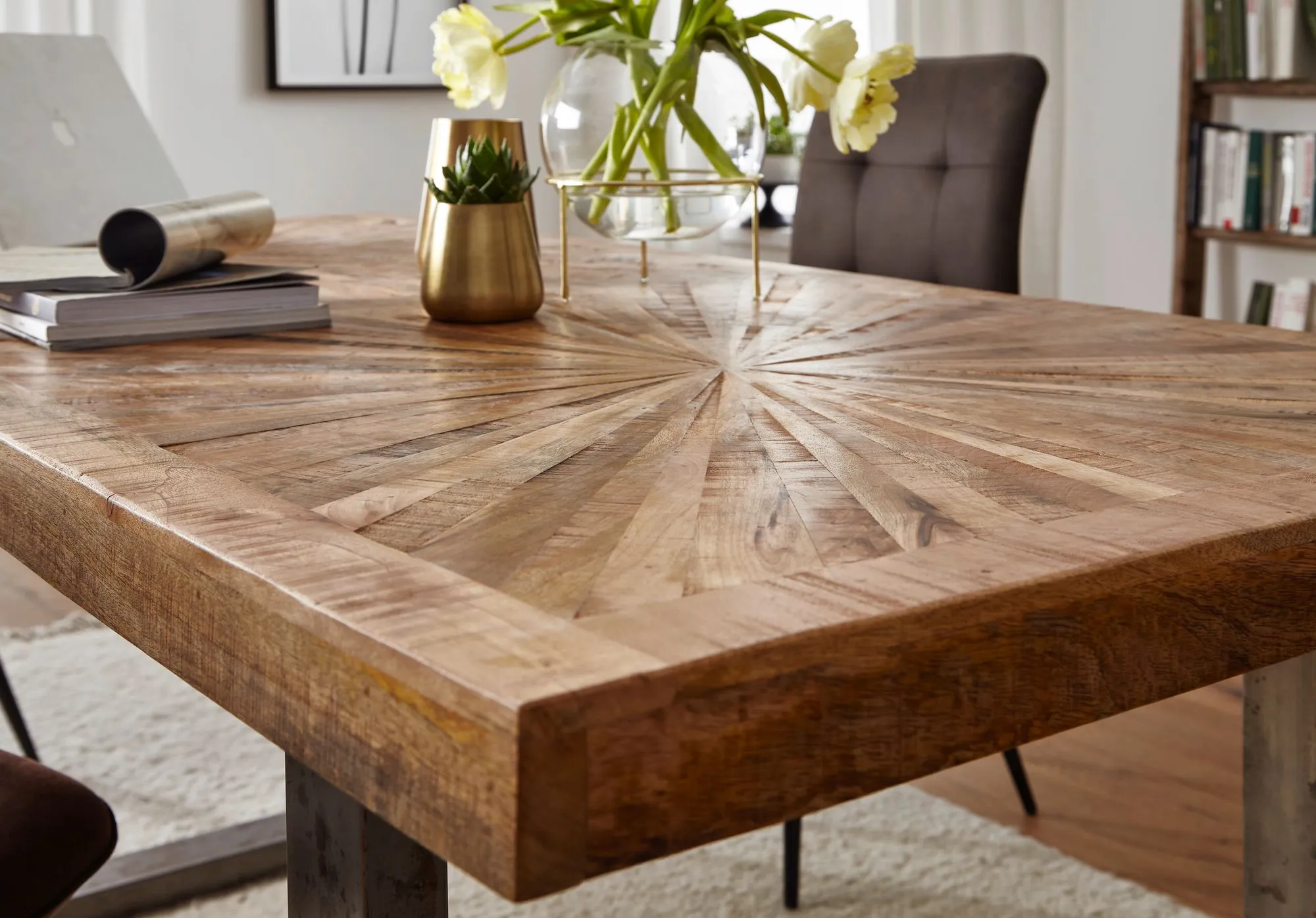 tinkaro Esszimmertisch SAYA großer Holztisch Mangoholz rechteckig Esszimmer