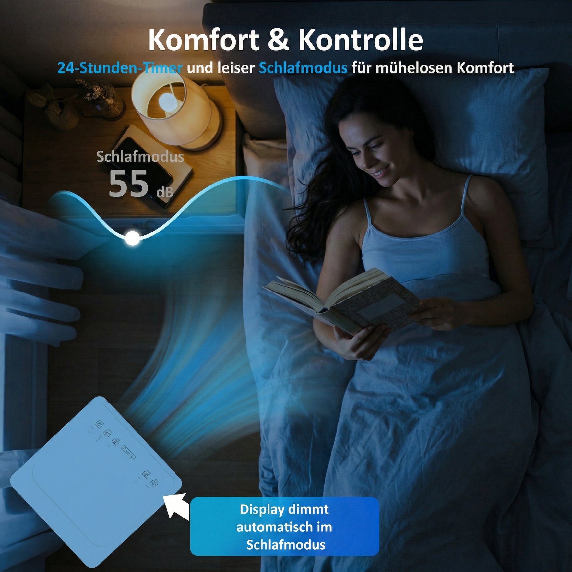 Tragbares Klimagerät 7000 BTU, 4-in-1 Klimaanlage mit Kühlung, Entfeuchter, Ventilator, Schlafmodus