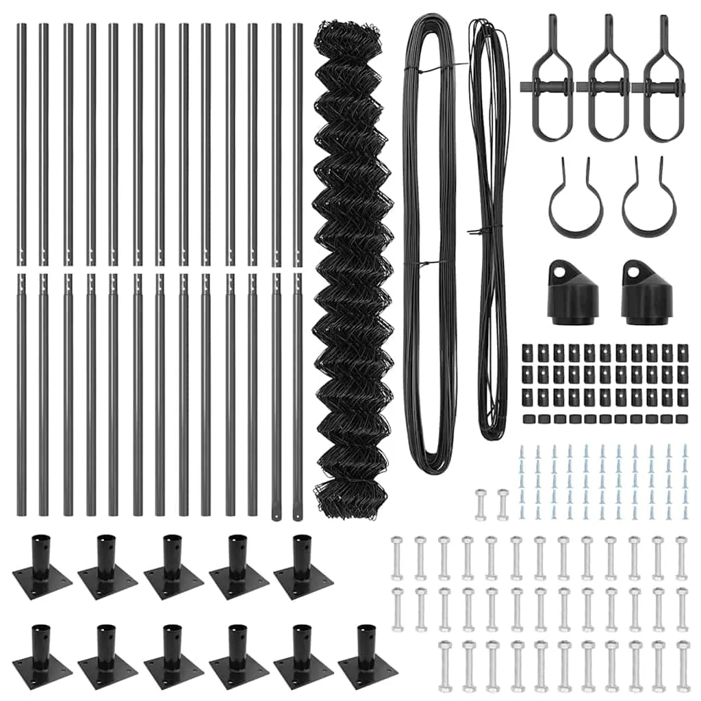 Zaunpfosten-Set Grau Stahl PVC 2500 x 3,2 x 160 cm