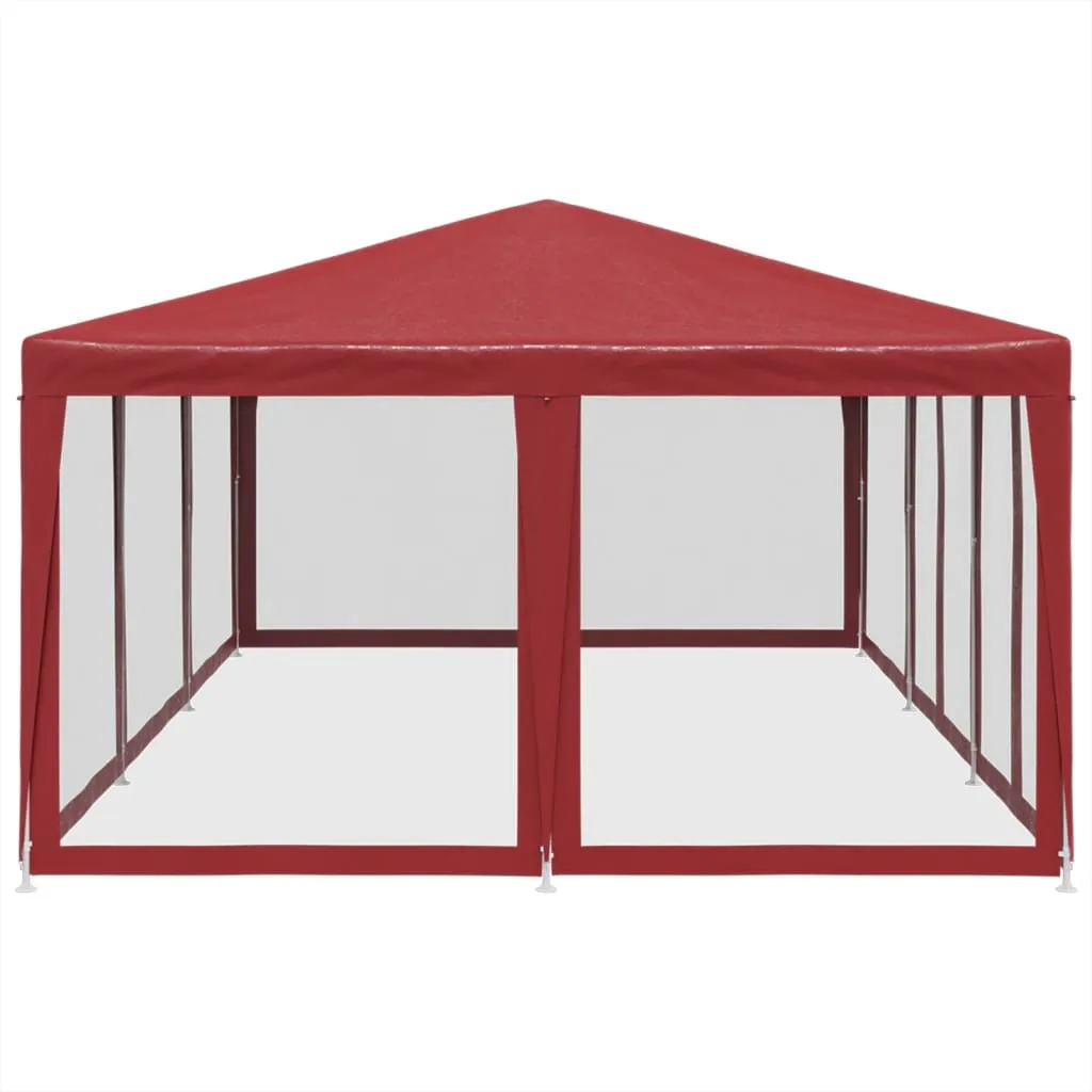 Partyzelt 600x400x280 cm Rot mit robustem Eisengestell und Mesh-Seitenwänden