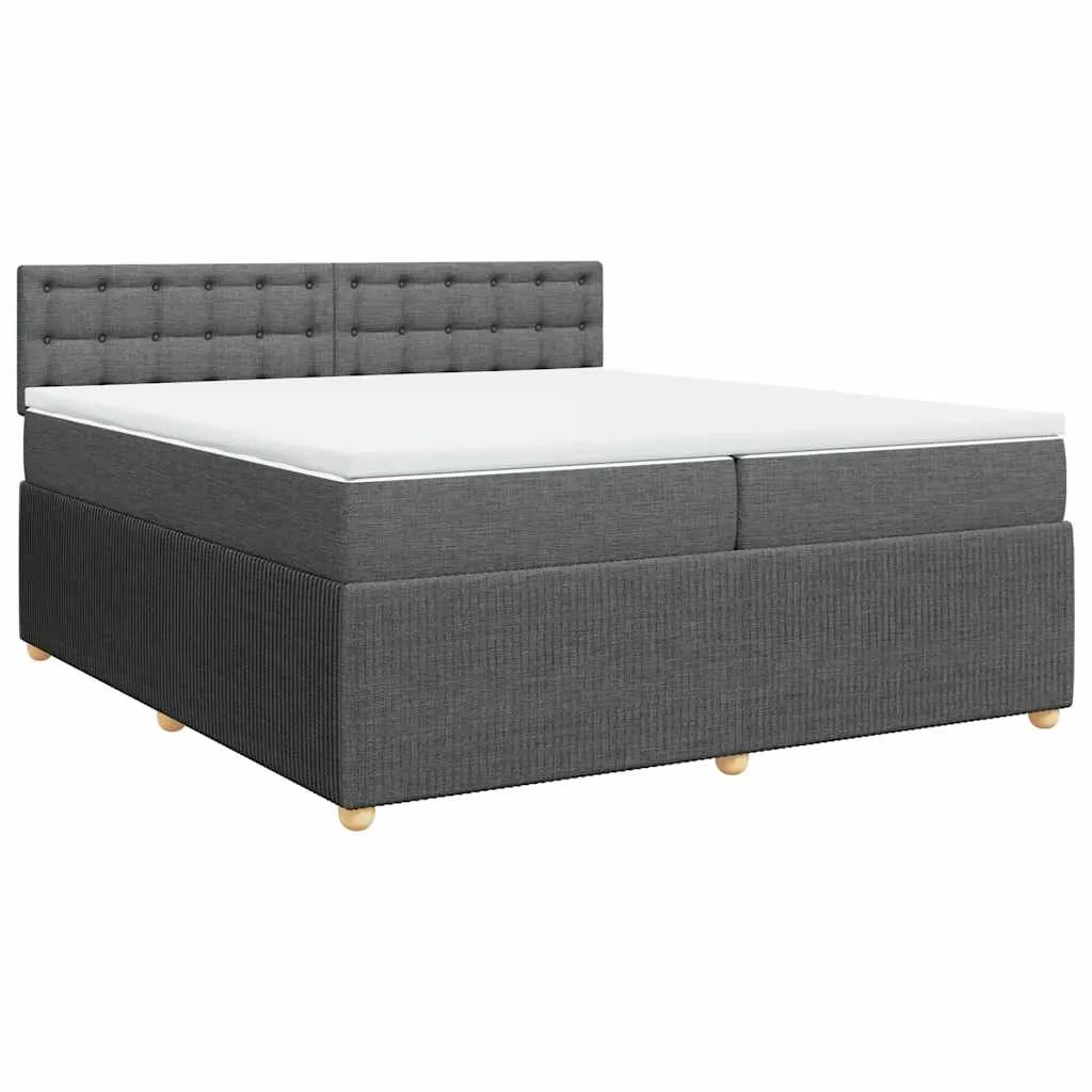 Boxspringbett 200x200 cm Taschenfederkern Dunkelgrau mit Auflage