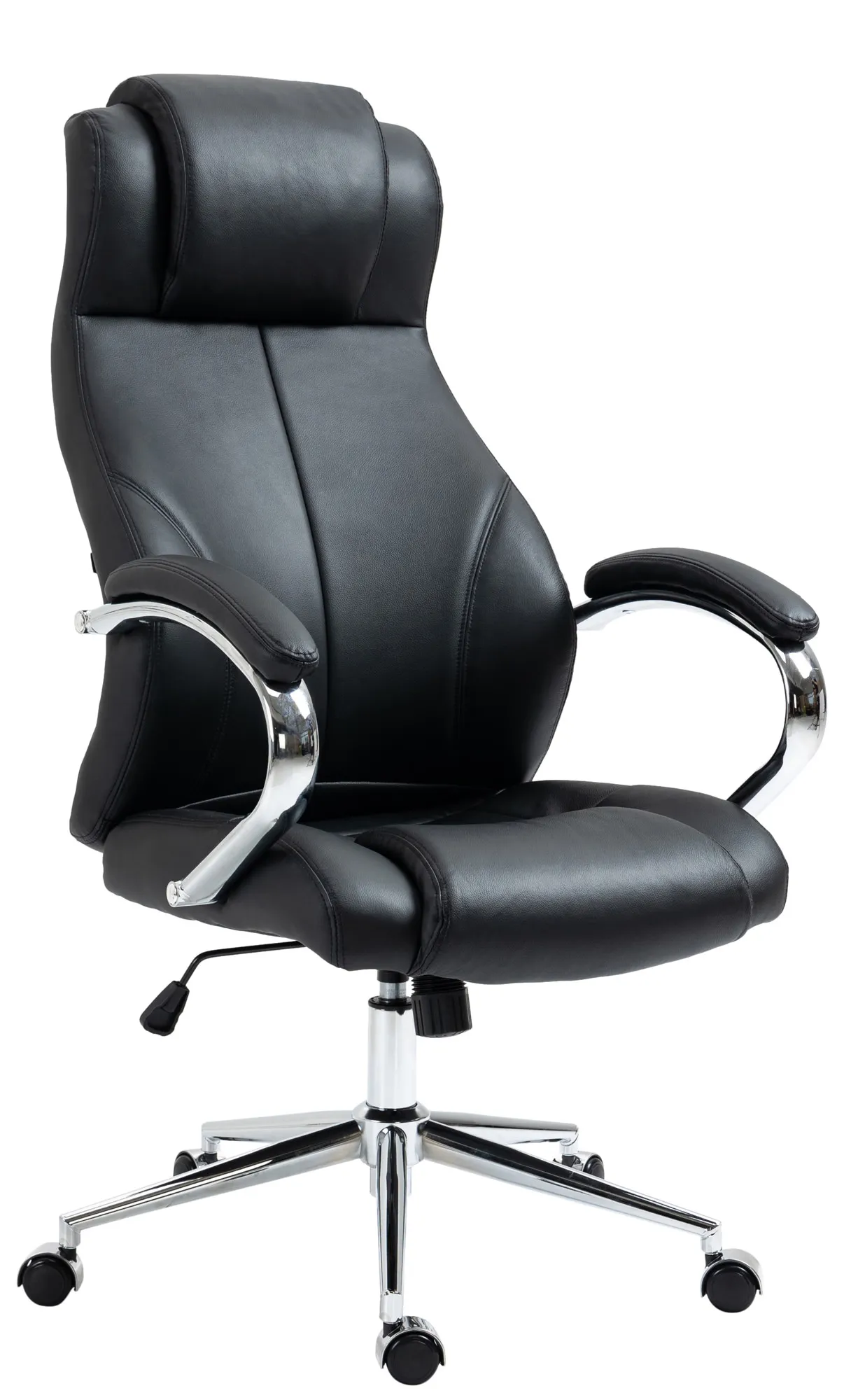 Bürostuhl Salford Echtleder 120-130x64x79 cm schwarz