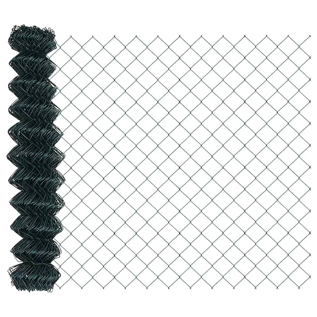 Zaunpfosten-Set Grün 1000 x 3,2 x 100 cm aus Stahl und PVC