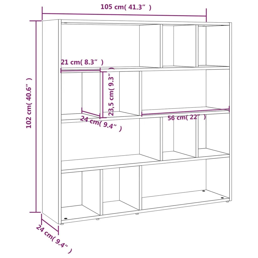 Praktisches Bücherregal Sonoma-Eiche 105 x 24 x 102 cm