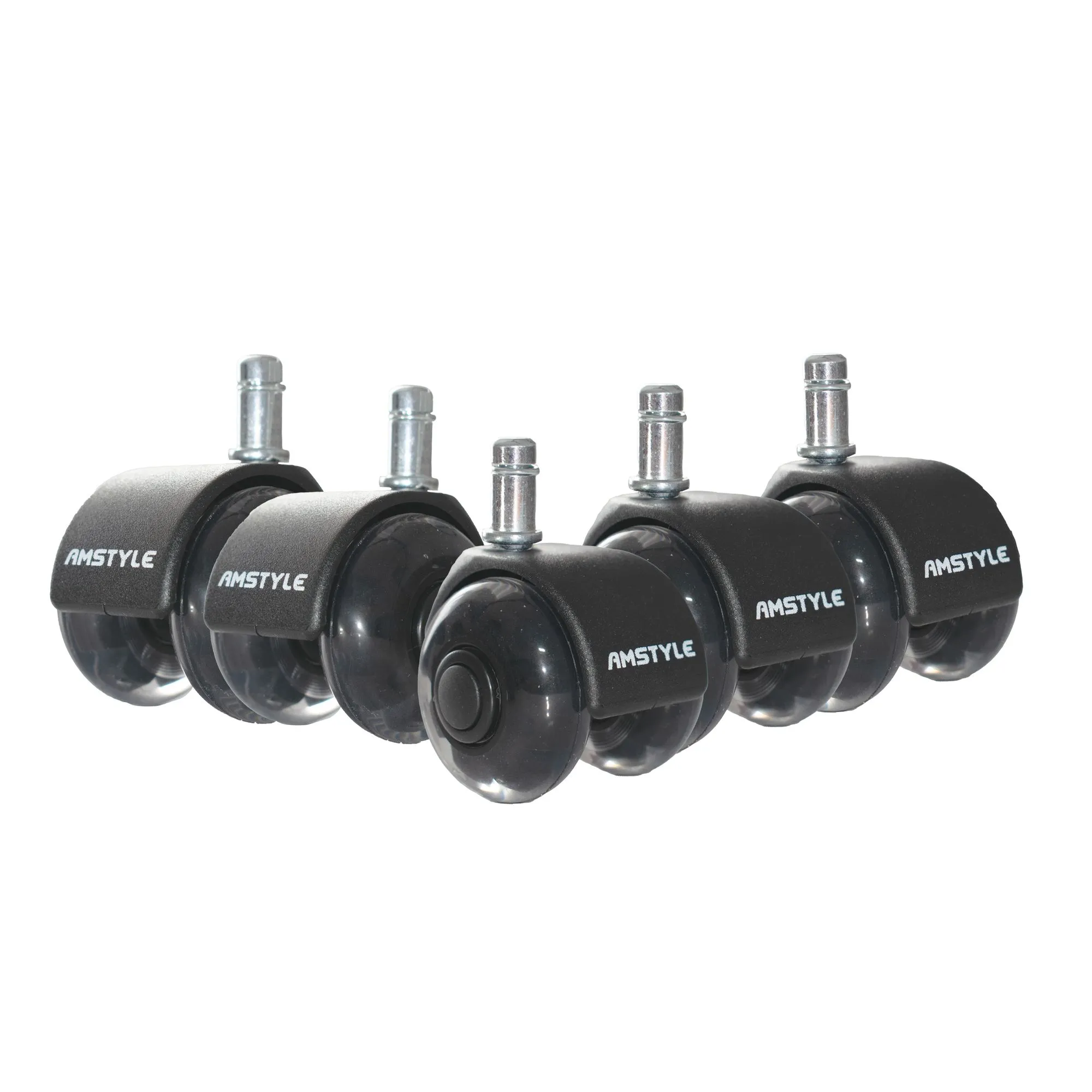 Amstyle 5er Set leichtgängige Universal-Schwerlastrollen für Bürostuhl 11 mm Stift / Durchmesser 50 mm