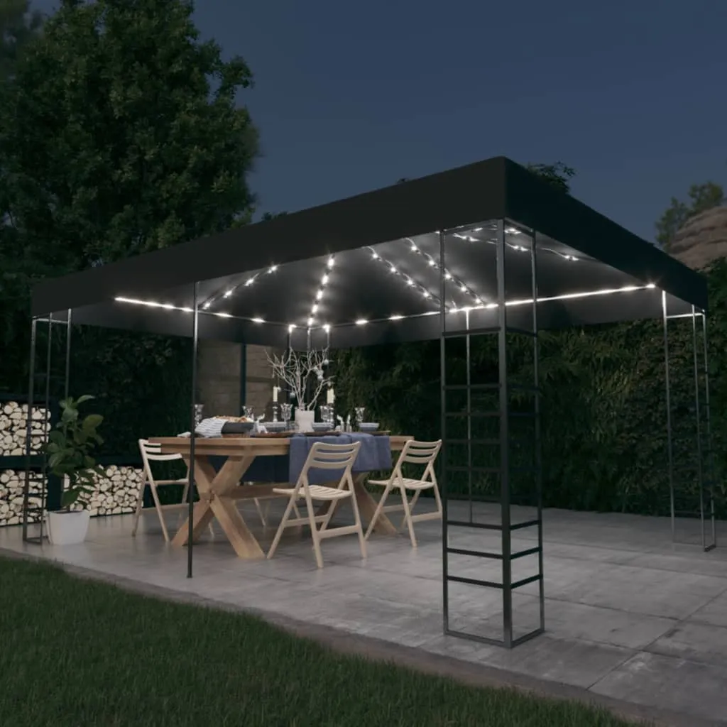 Gartenpavillon Anthrazit 3 x 4 x 2,7 m mit Stahlrahmen und Polyesterdach