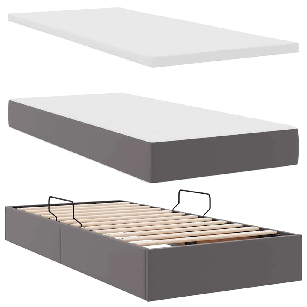 Aufbewahrungsbett mit Matratze 90 x 200 cm Grau