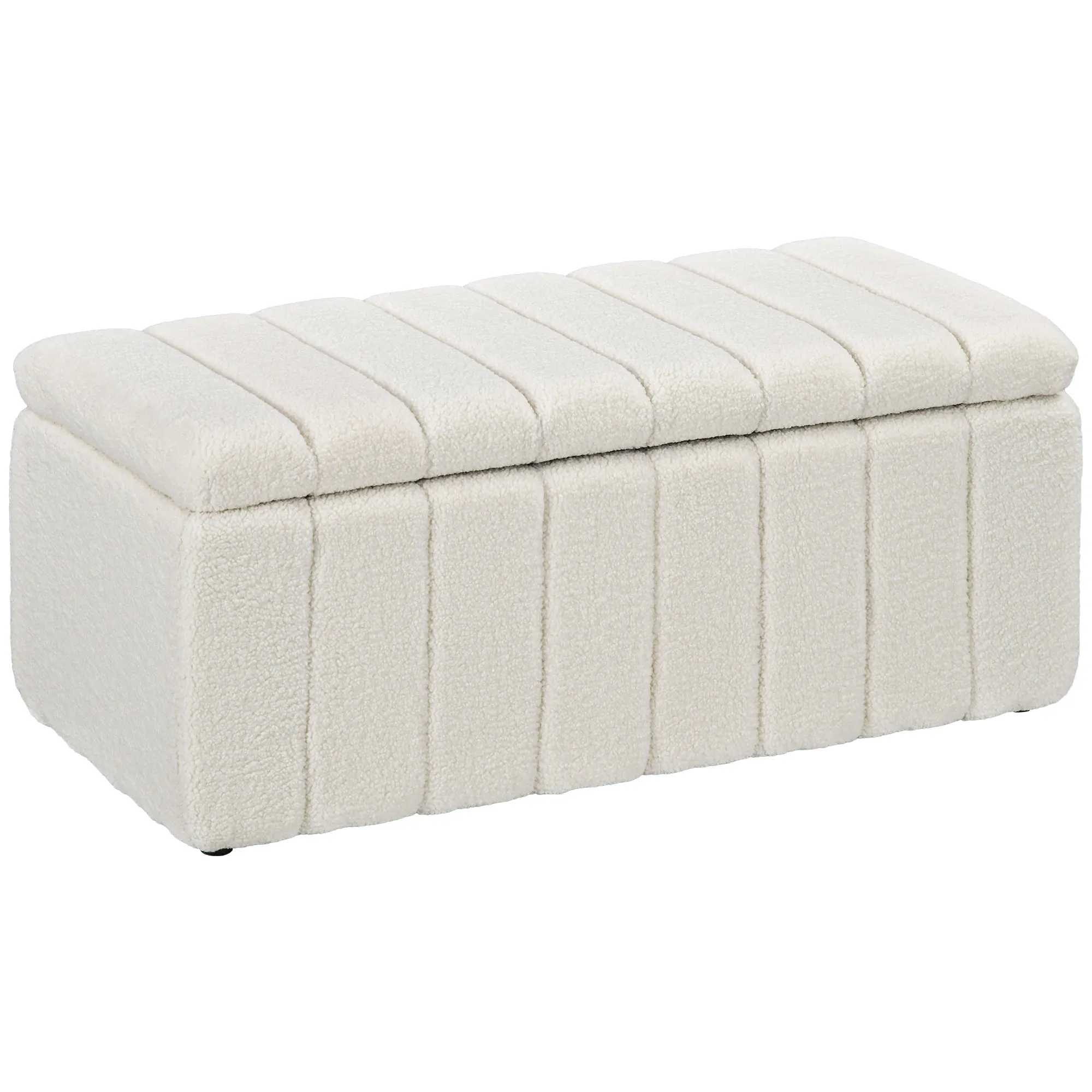 Polsterbank, Bettbank mit Stauraum, belastbar bis 120kg, 102x45x46cm, Cremeweiß