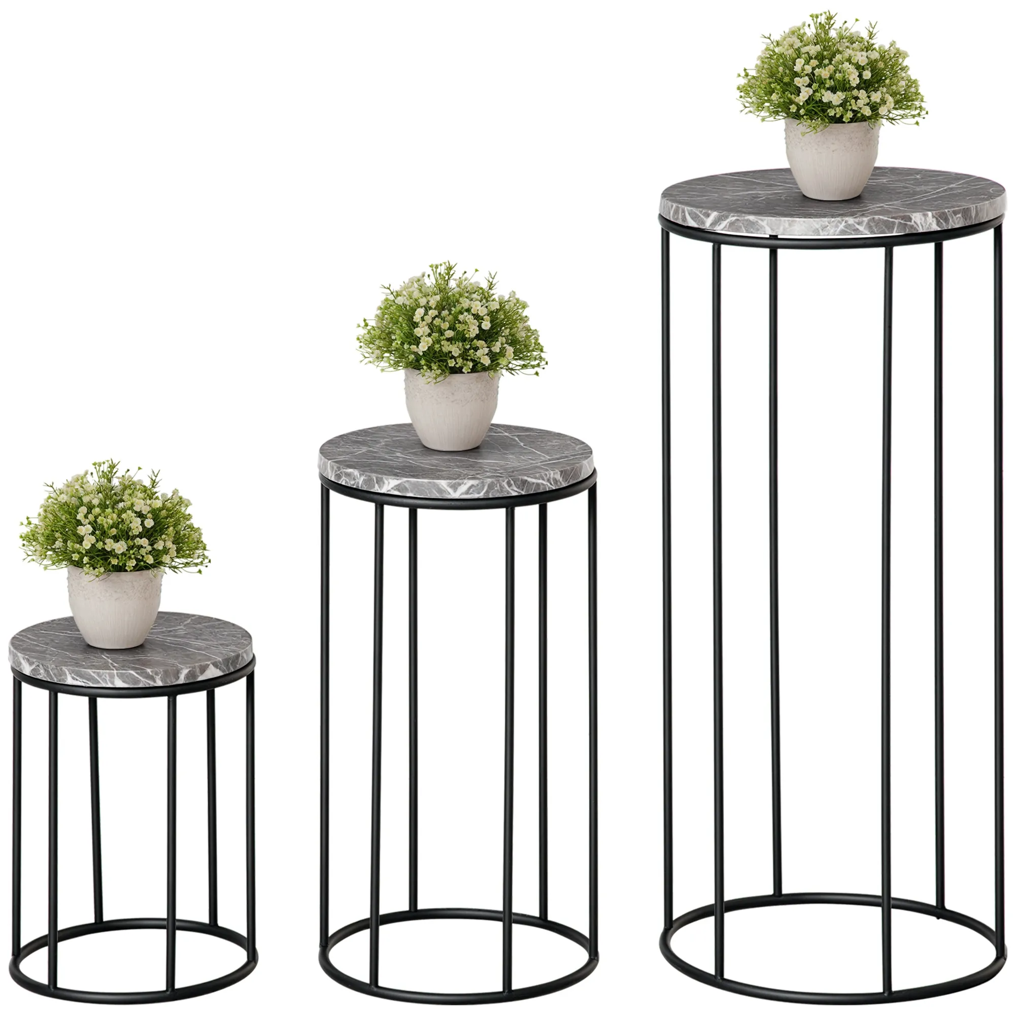 Blumentreppen Set 3-teilig Ø22-30,5 cm Schwarz-Grau