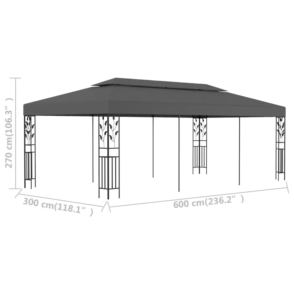Pavillon mit Doppeldach 600x300x270 cm in Anthrazit und Schwarz