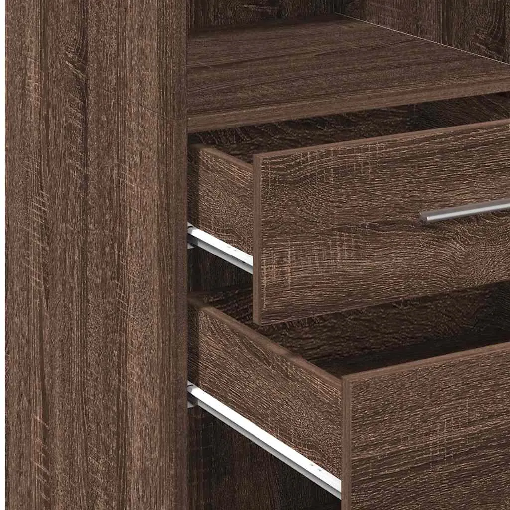 Klassisches Highboard 40 x 42,5 x 124 cm Braun Massivholz-Optik