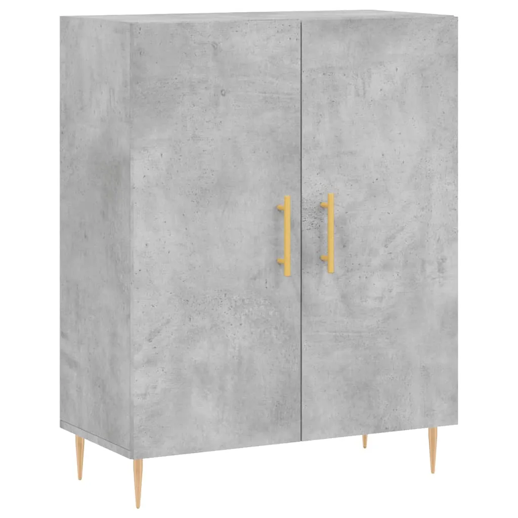 Highboard mit Sideboard 69,5x34x180 cm Betongrau aus Holzwerkstoff und Metall