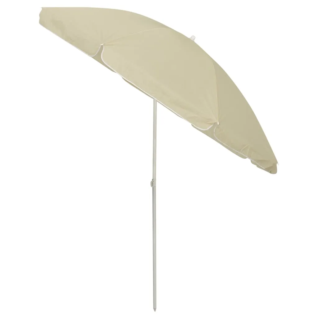 Strandschirm Weiß 240 cm Durchmesser, 220 cm Höhe, Polyester