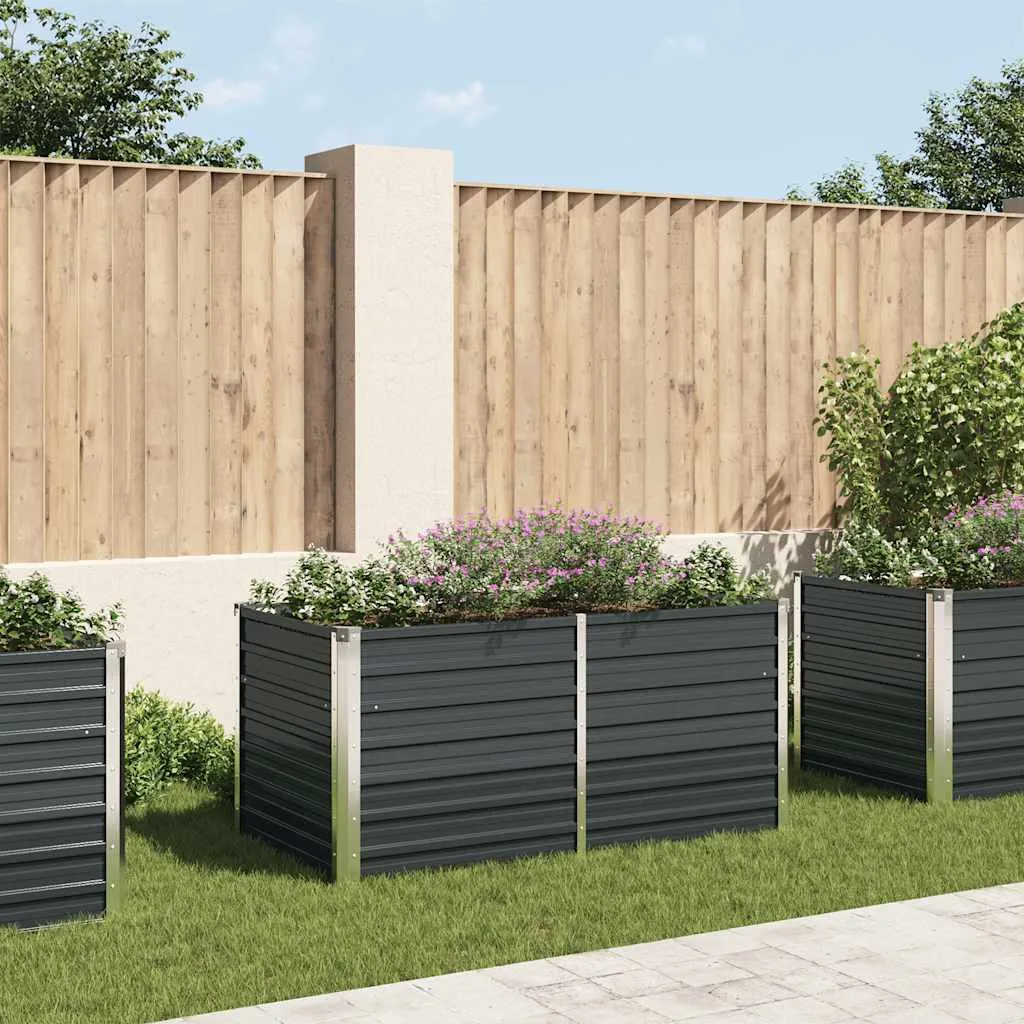 Rechteckiger Gartenpflanzer 160x80x77 cm Anthrazit aus verzinktem Stahl