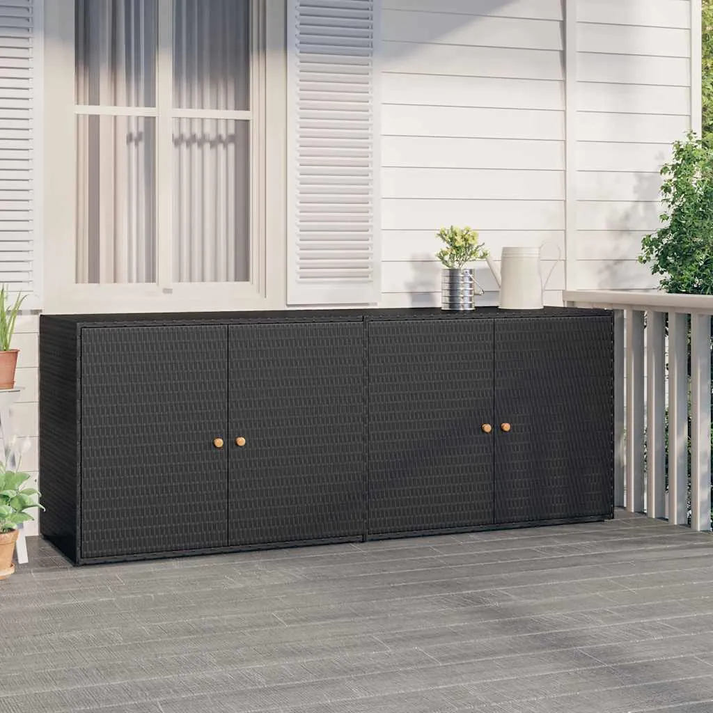 Gartenschrank Schwarz 198 x 55,5 x 80 cm Poly Rattan