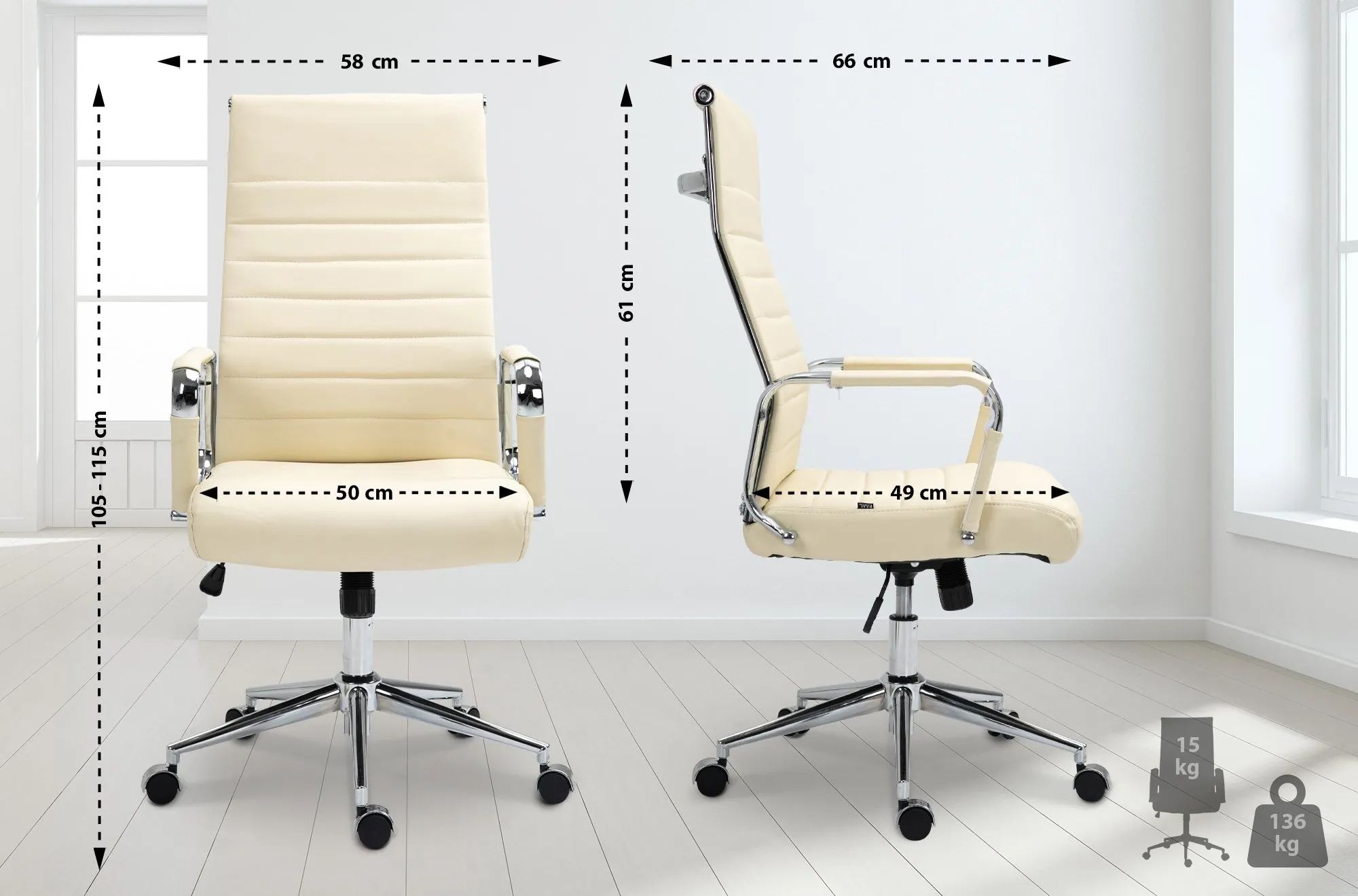 Bürostuhl Kolumbus 105x58x66 cm creme
