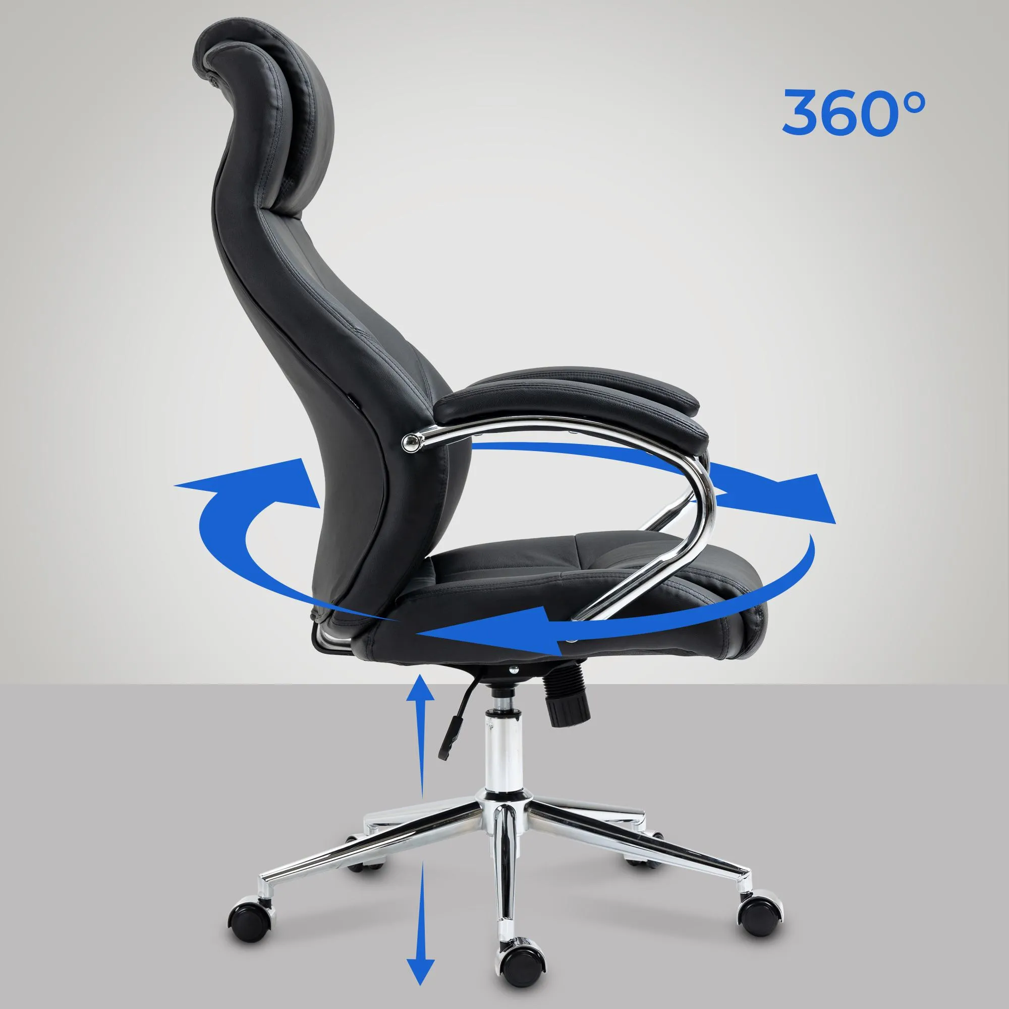 Bürostuhl Salford Echtleder 120-130x64x79 cm schwarz