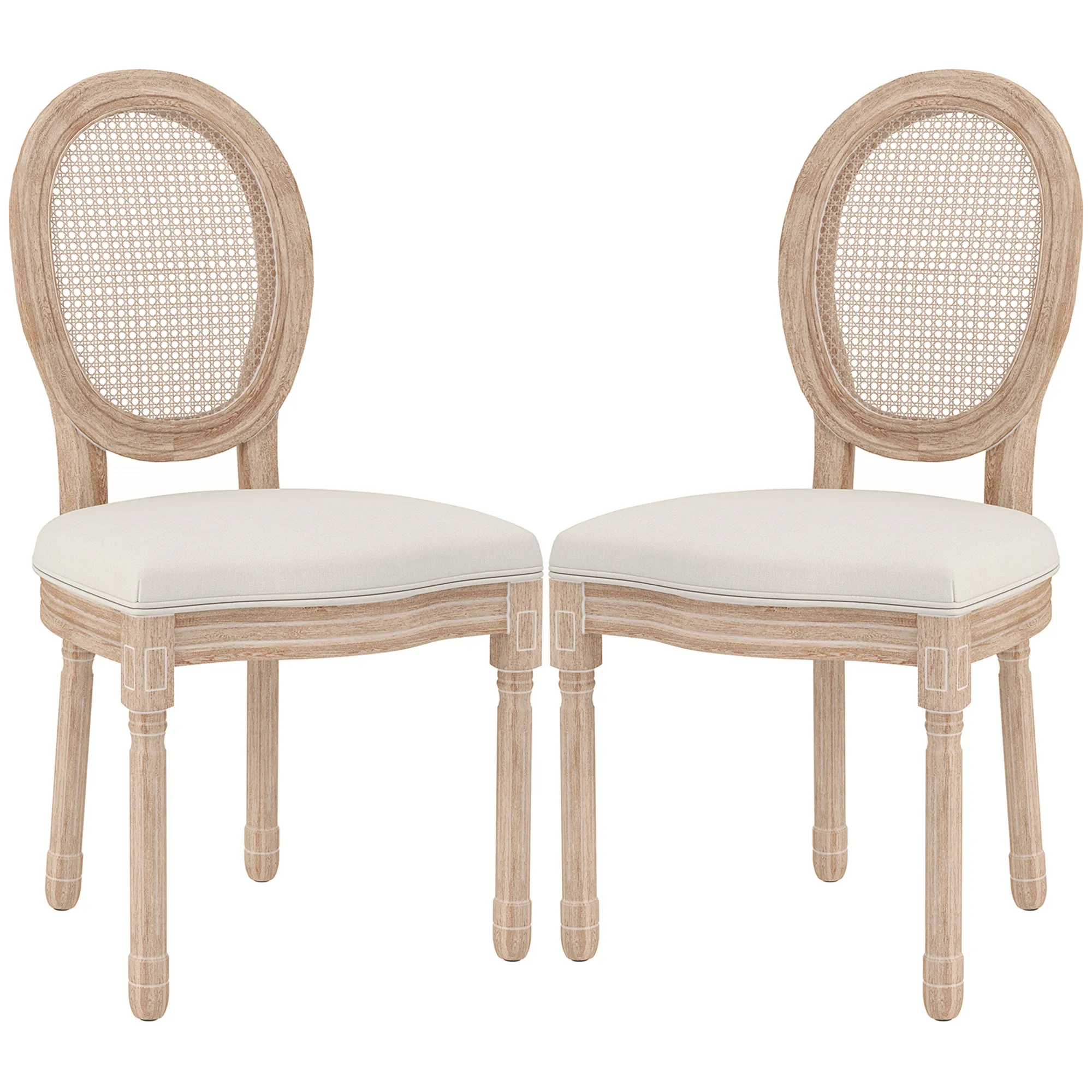 2er-Set Esszimmerstühle Küchenstühle, Vintage Design, Wienergeflecht-Optik, Natur + Creme