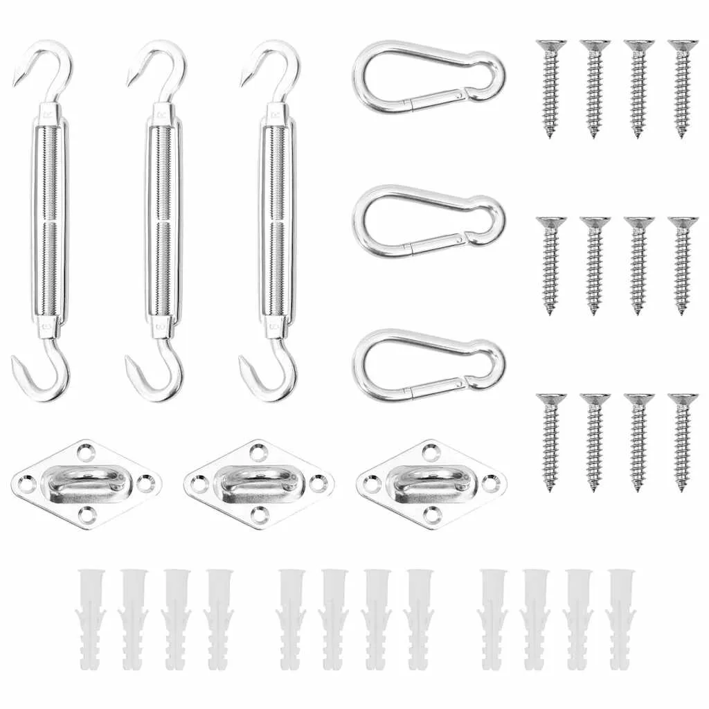 Sonnensegel-Zubehörset Edelstahl 80x50mm Silber
