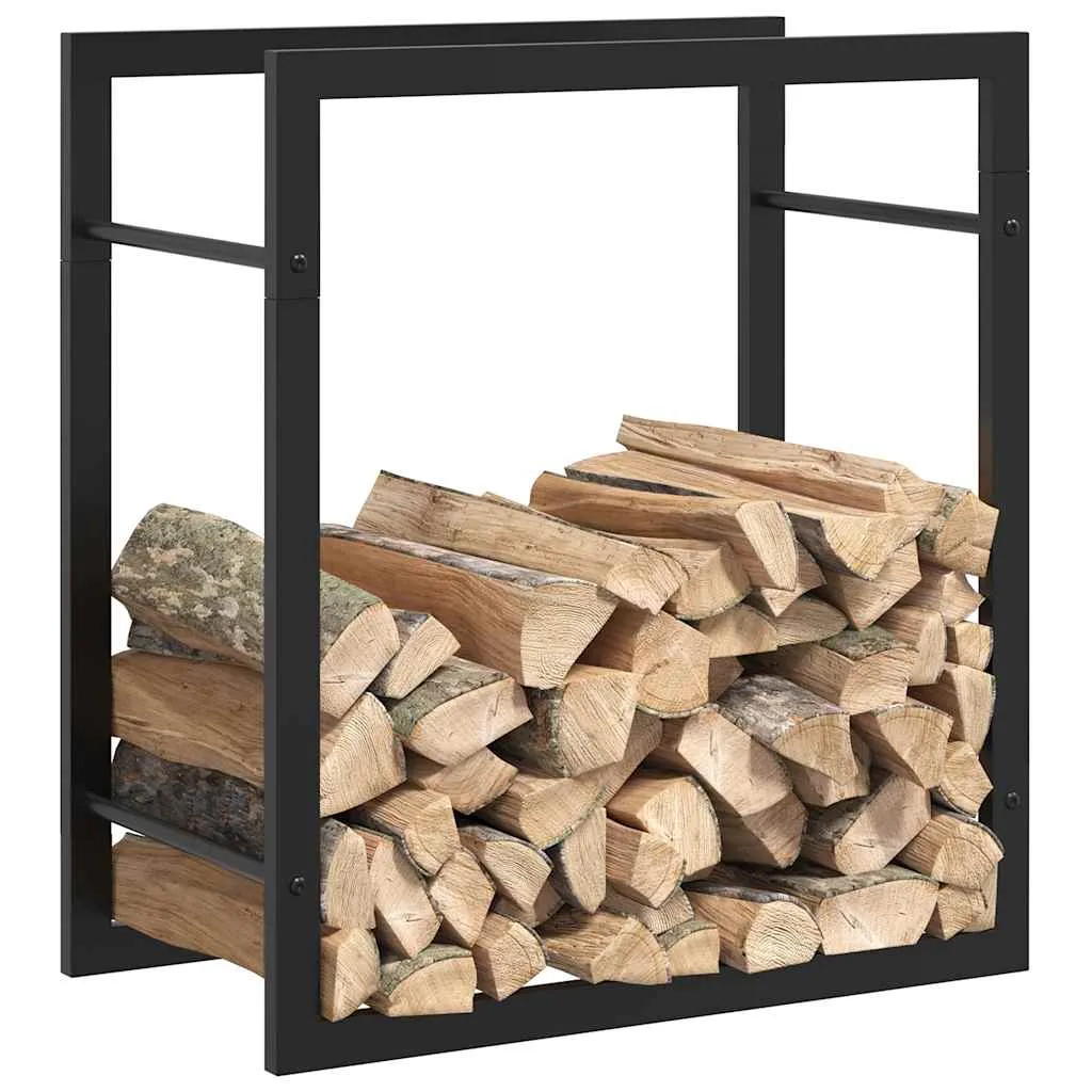 Kaminholzregal aus Stahl Mattschwarz 50 x 28 x 56 cm