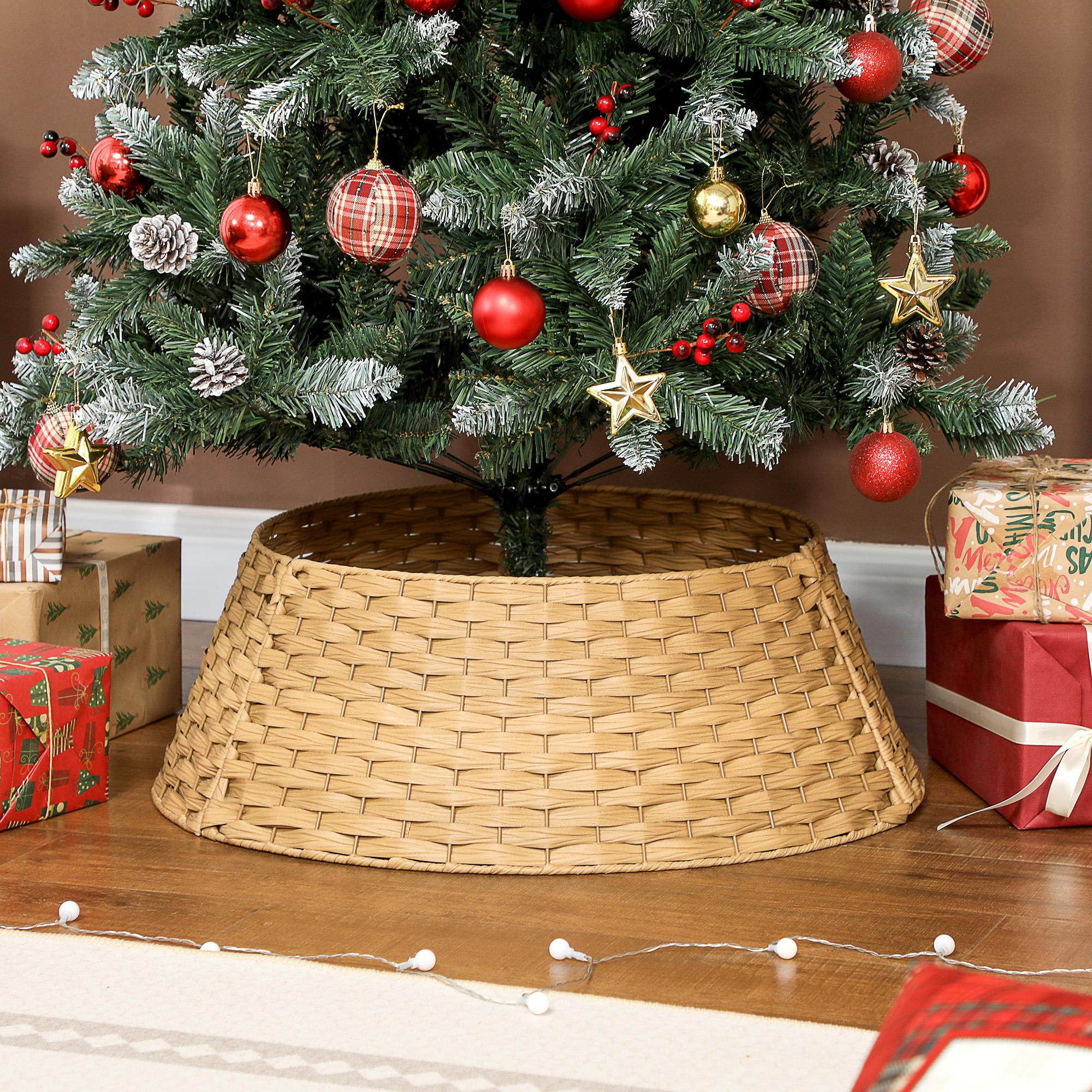 Weihnachtsbaumrock Kragen Kunststoff Naturholz Ø 68 cm