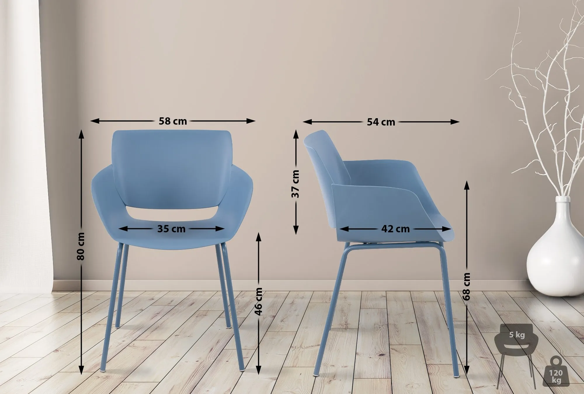 Stuhl Alpena 80x58x54 cm blau