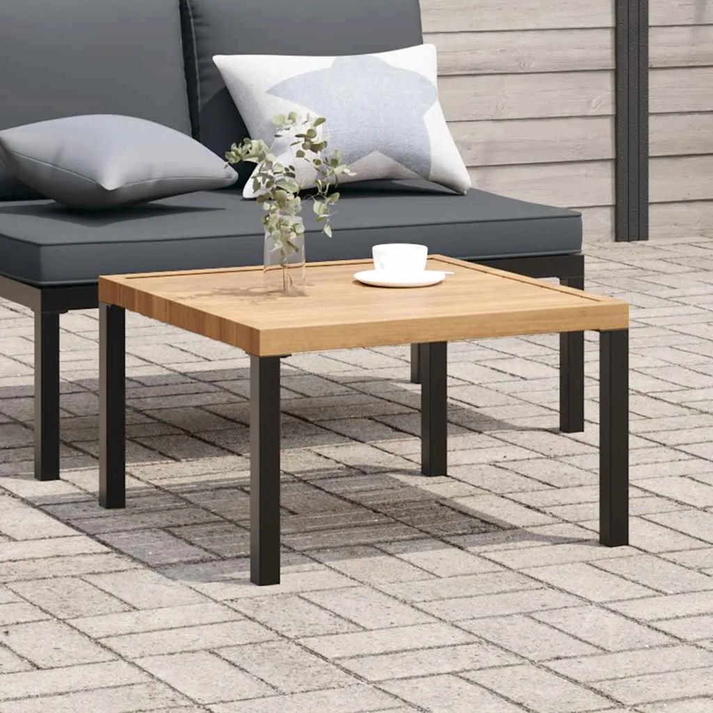 Garten-Couchtisch 65x65x40 cm in Schwarz und Braun mit Aluminiumgestell