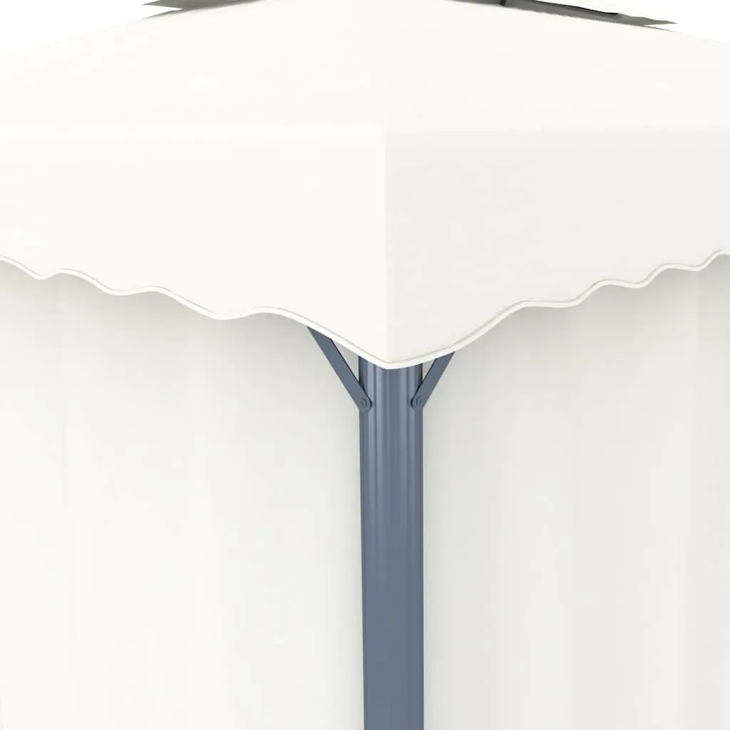 Pavillon Cremeweiß 4 x 3 m mit Doppeldach und Solar-Lichterkette