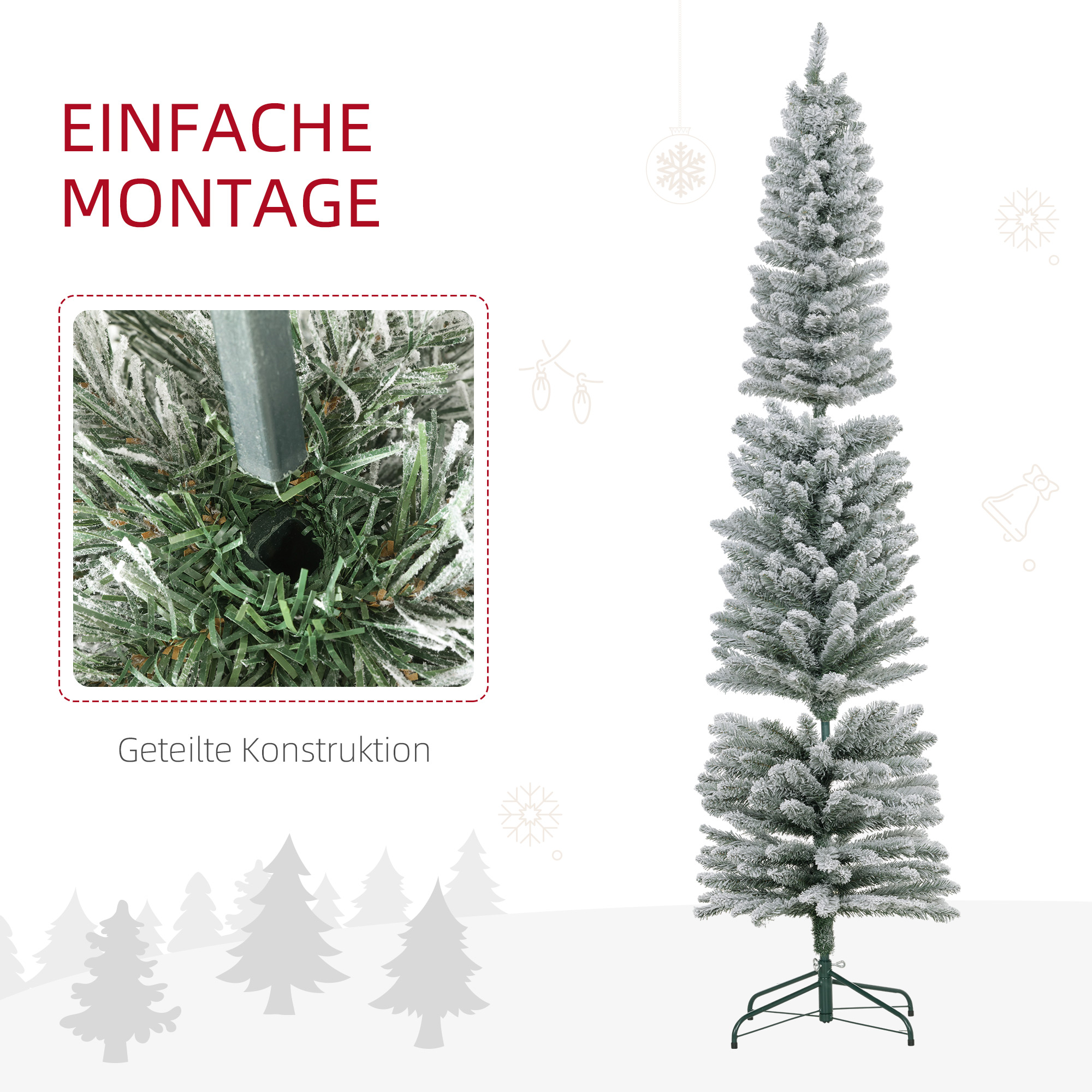 Künstlicher Weihnachtsbaum 210 cm mit LED-Lichterkette Grün-Weiß