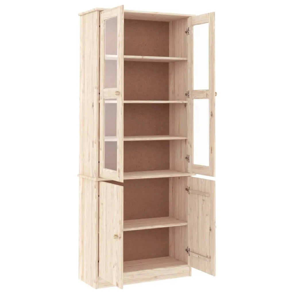 Holzvitrine aus Massivholz, 77 x 35 x 186,5 cm, unbehandelt