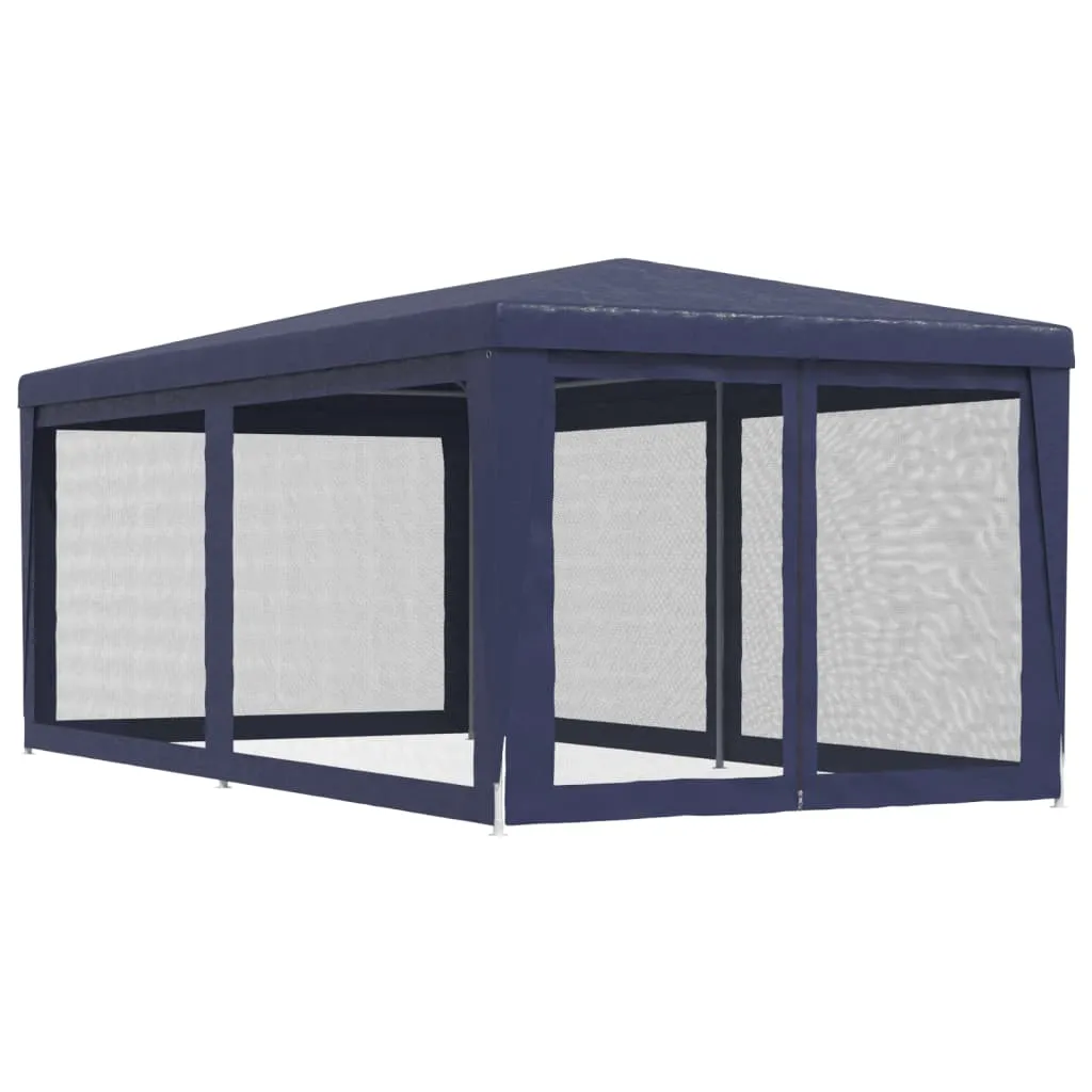 Blaues Partyzelt 296x594x258 cm mit robustem Eisenrahmen und Mesh-Seitenwänden
