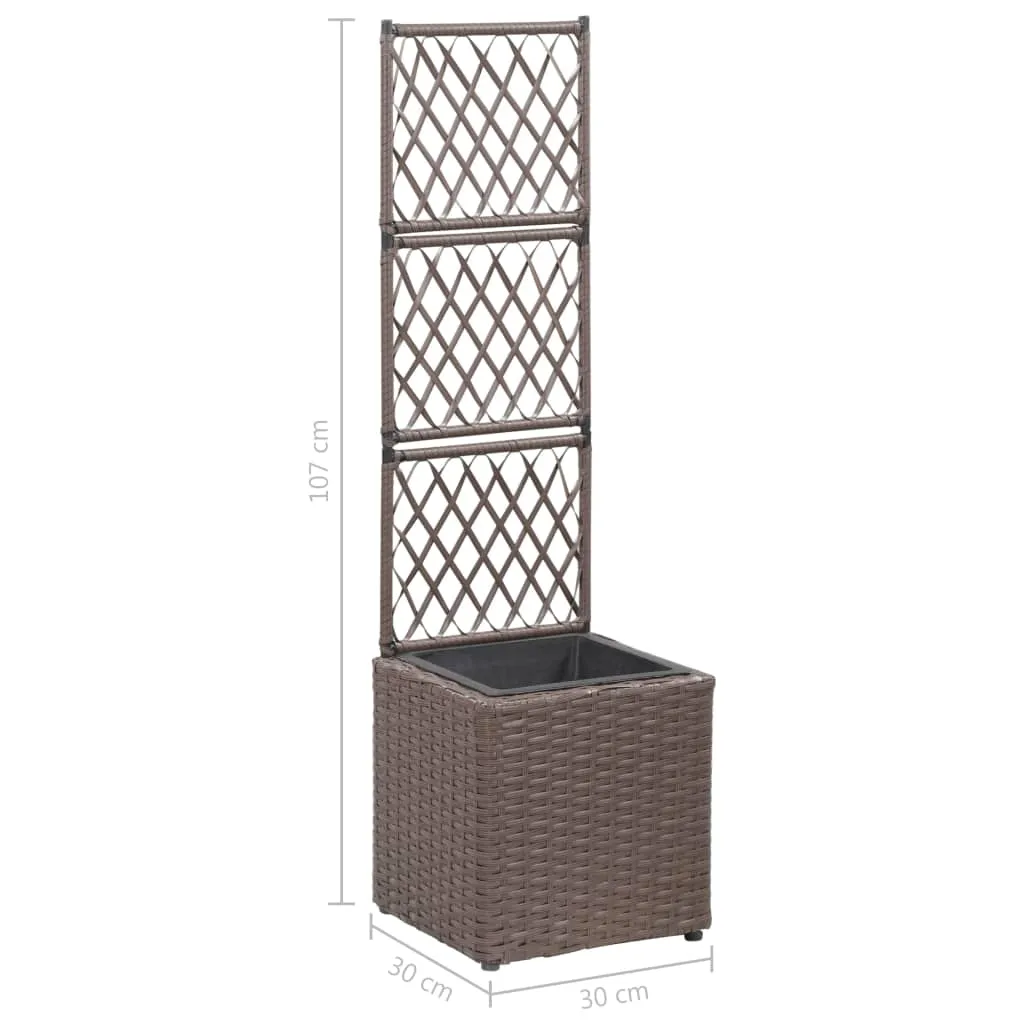 Hochbeet aus Poly Rattan mit Rankhilfe 30x30x107 cm Braun