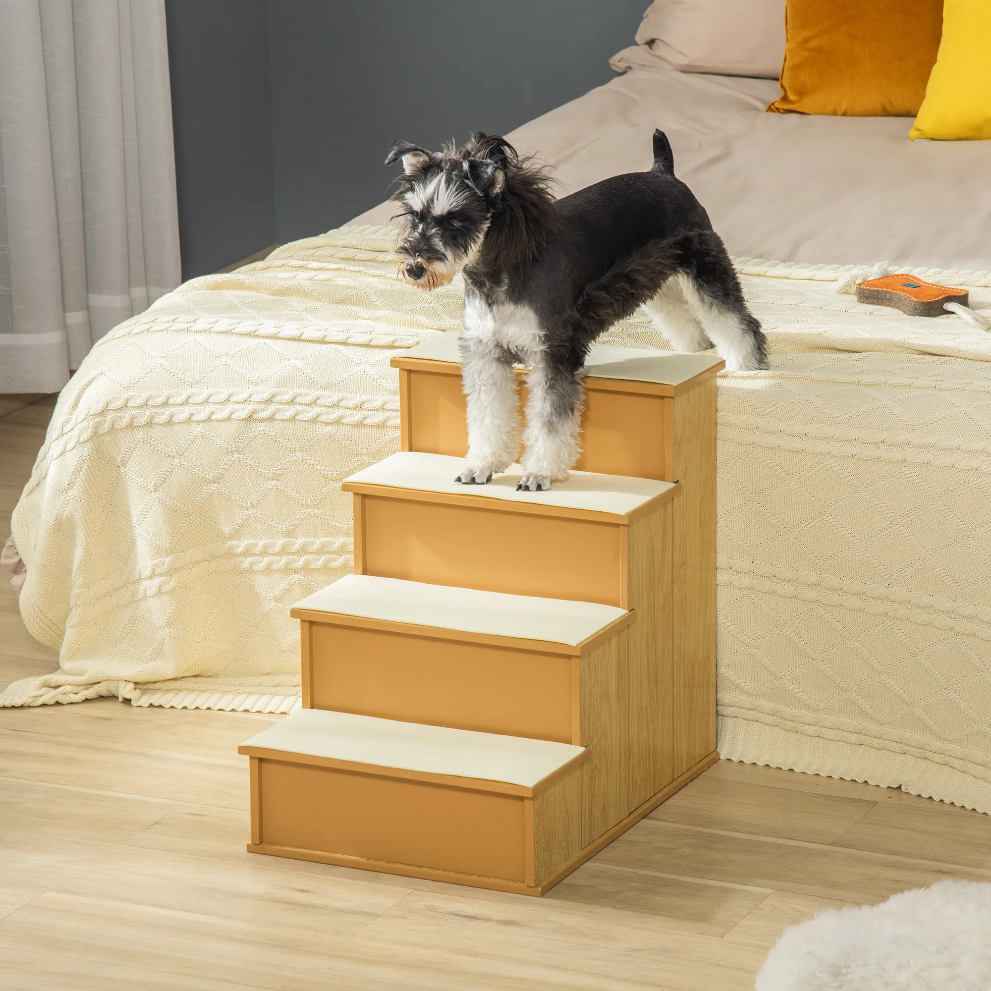 Haustiertreppe 4-stufig 40L x 59B x 54,2H cm in Natur